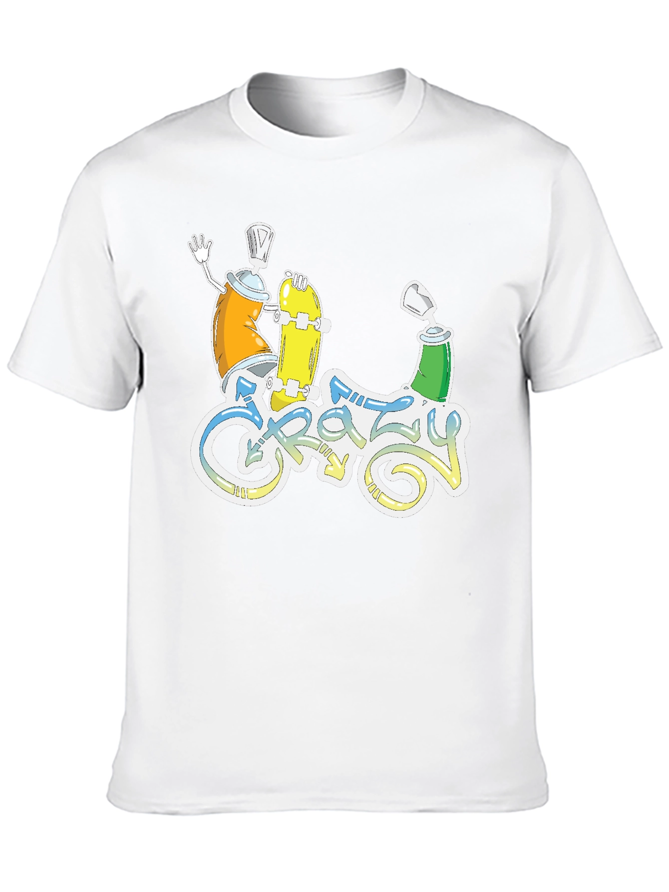 Crazy Graphic Tee - Skateboarding Spray Paint Art T-Shirt