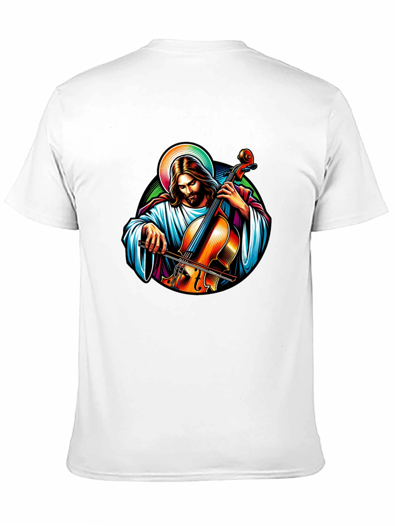 Jesus Playing Cello Black T-Shirt