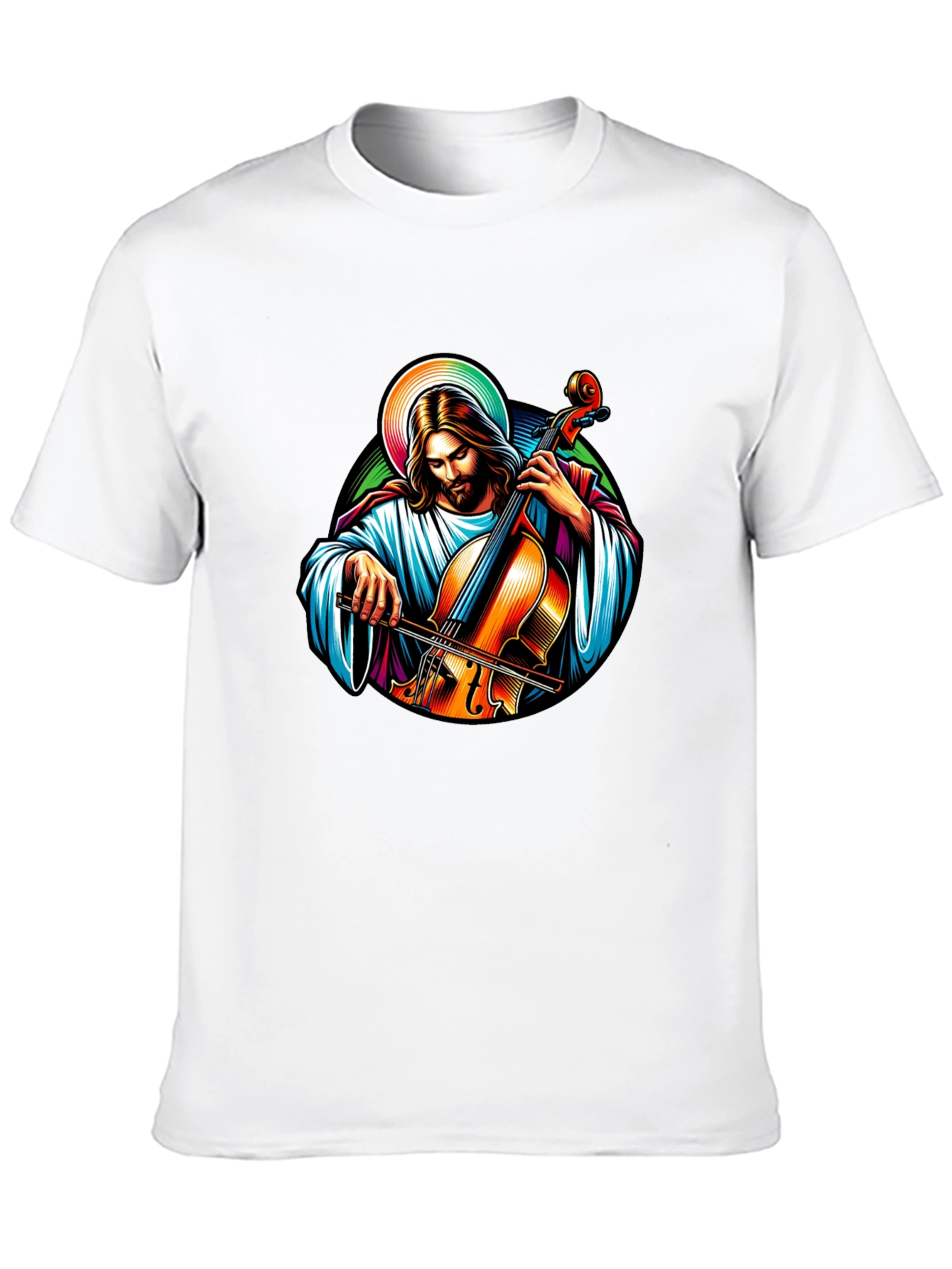 Jesus Playing Cello Black T-Shirt