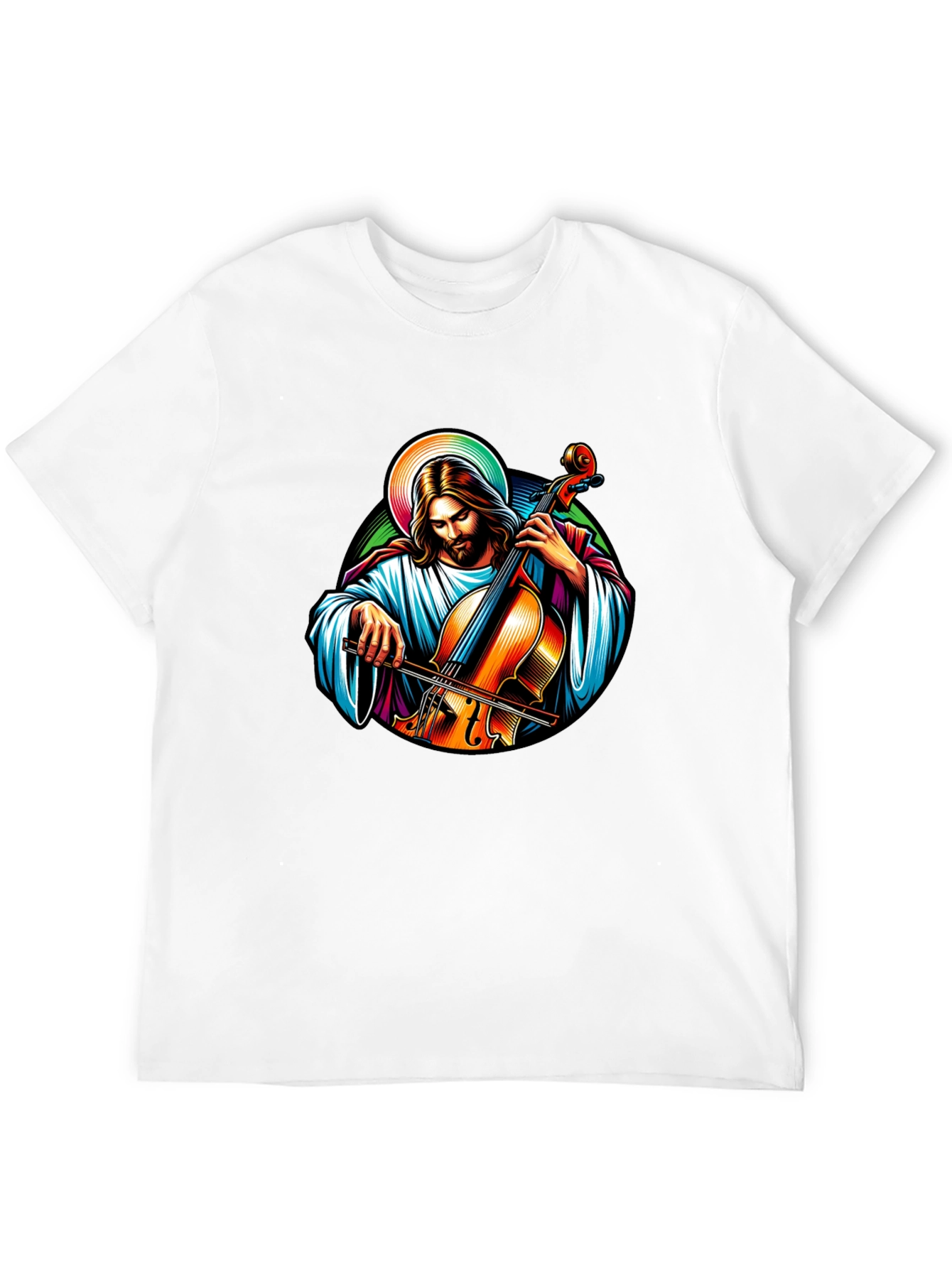 Jesus Playing Cello Black T-Shirt