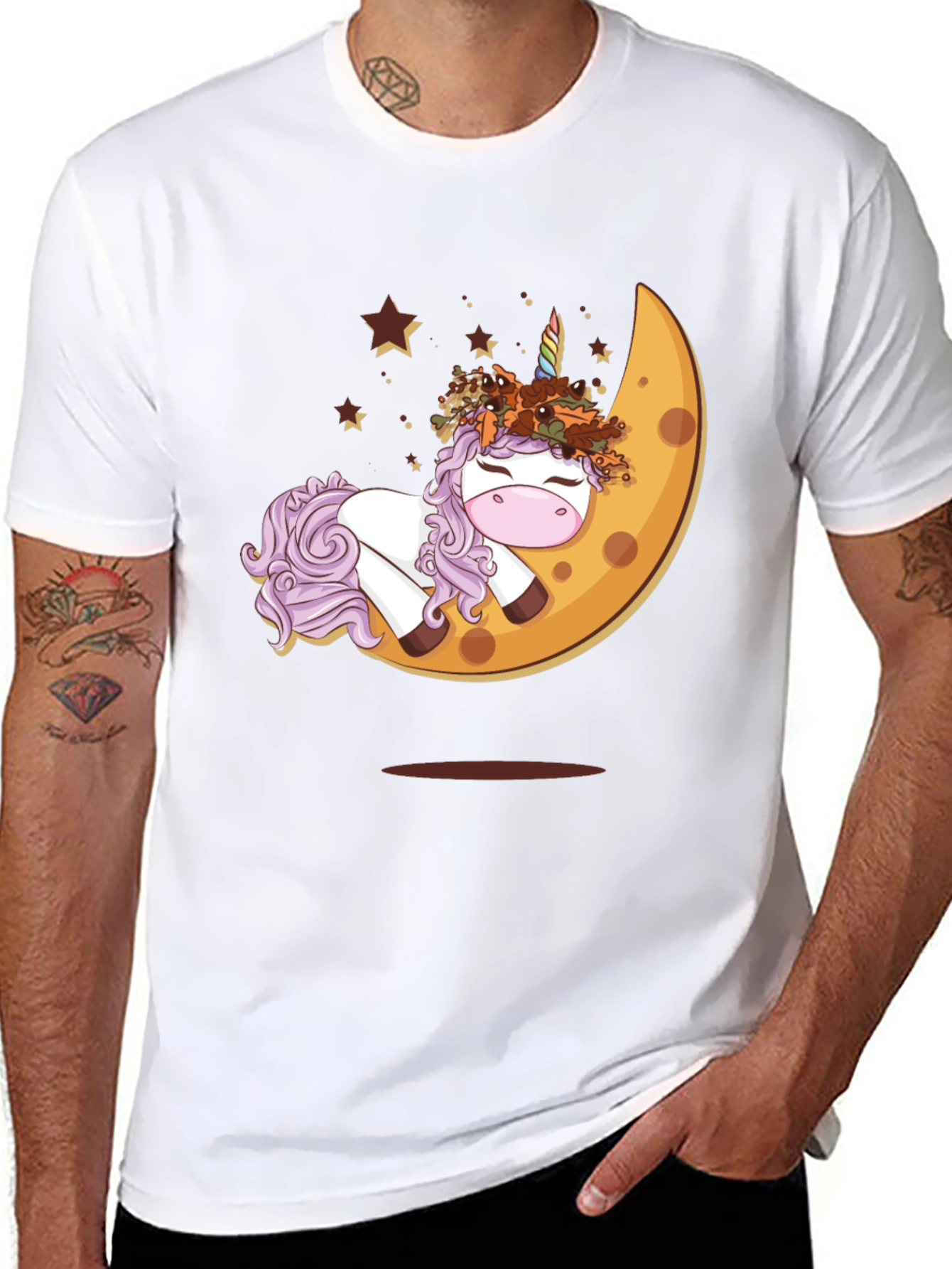 Unicorn Moon Graphic T-Shirt - Black