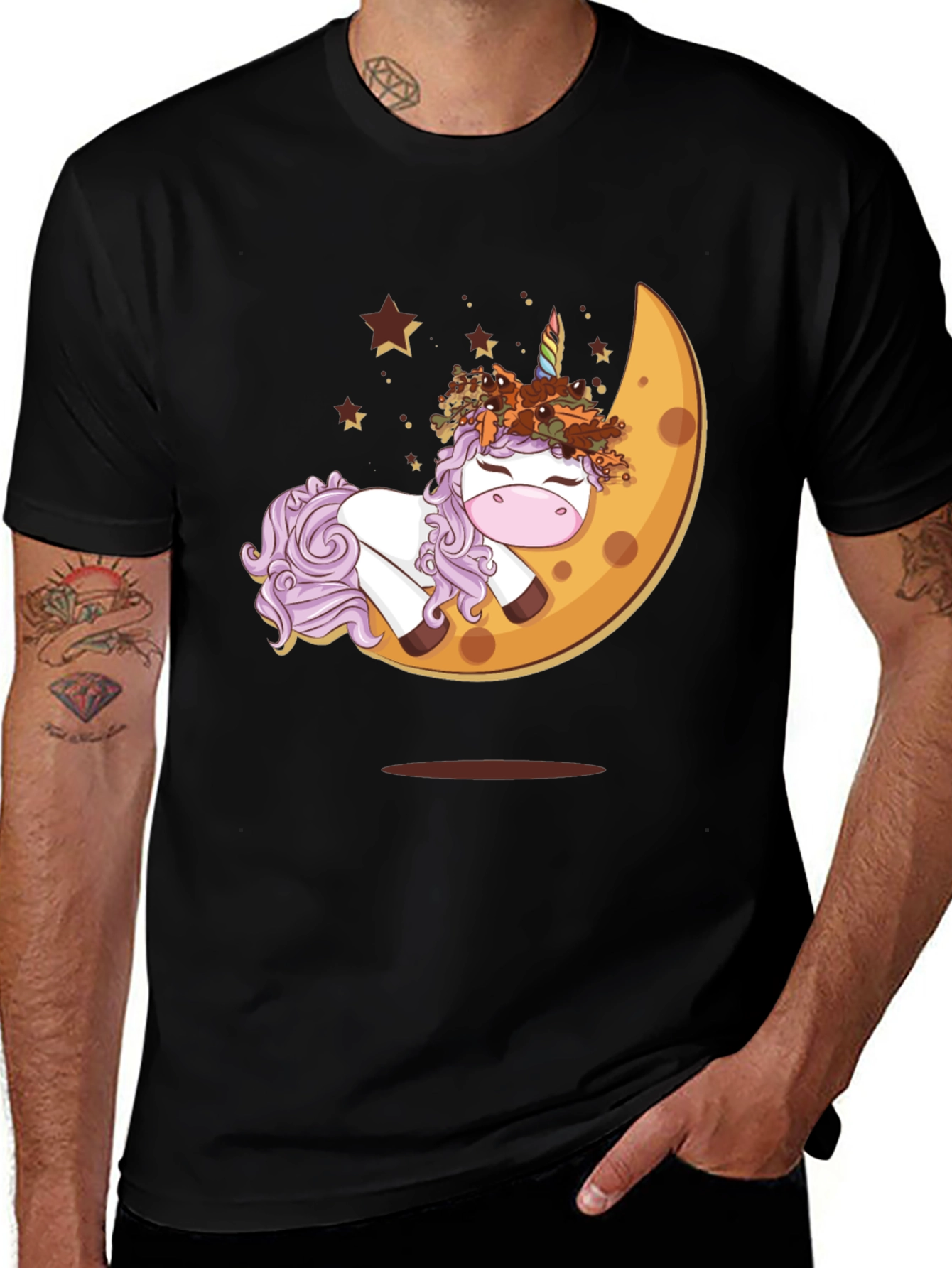Unicorn Moon Graphic T-Shirt - Black