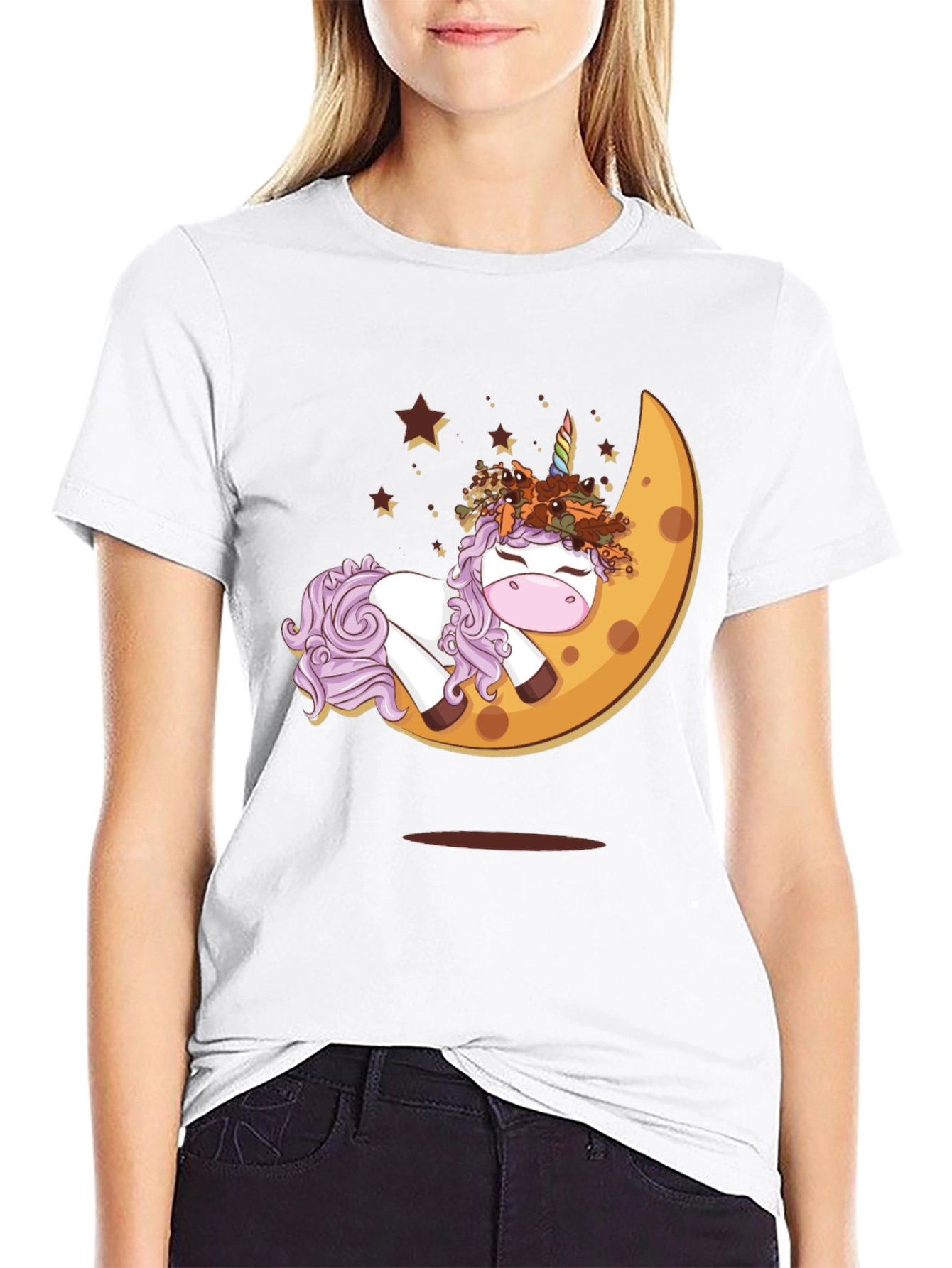 Unicorn Moon Graphic T-Shirt - Black