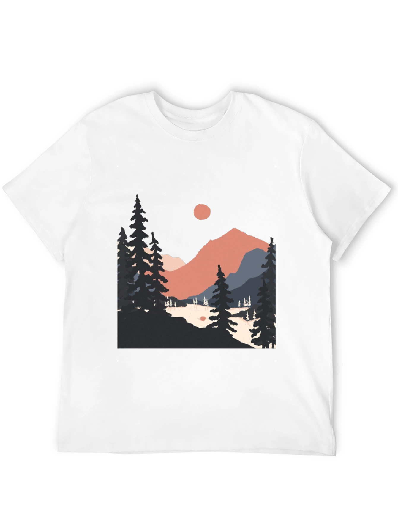 Mountain Scenery Graphic Tee - Black