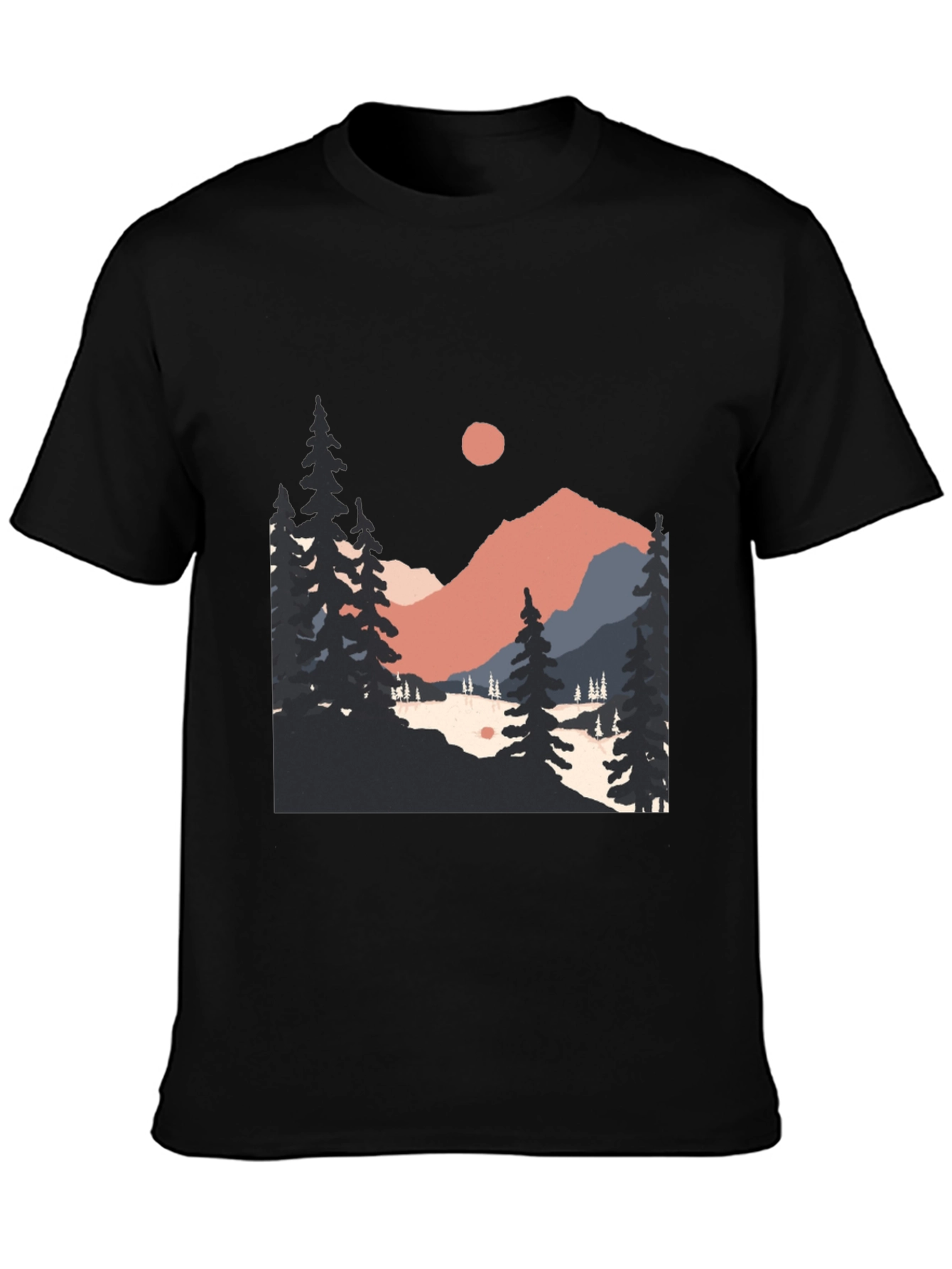 Mountain Scenery Graphic Tee - Black