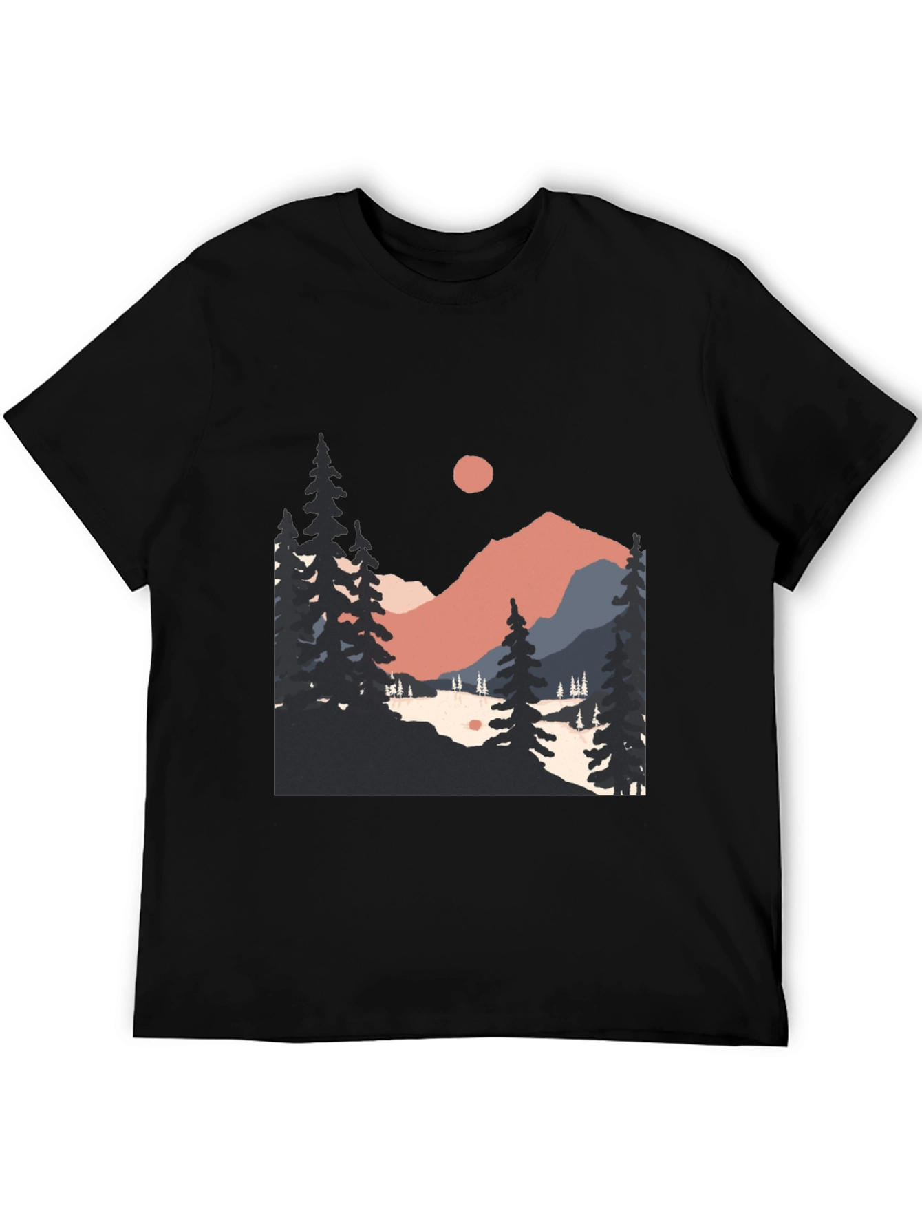 Mountain Scenery Graphic Tee - Black