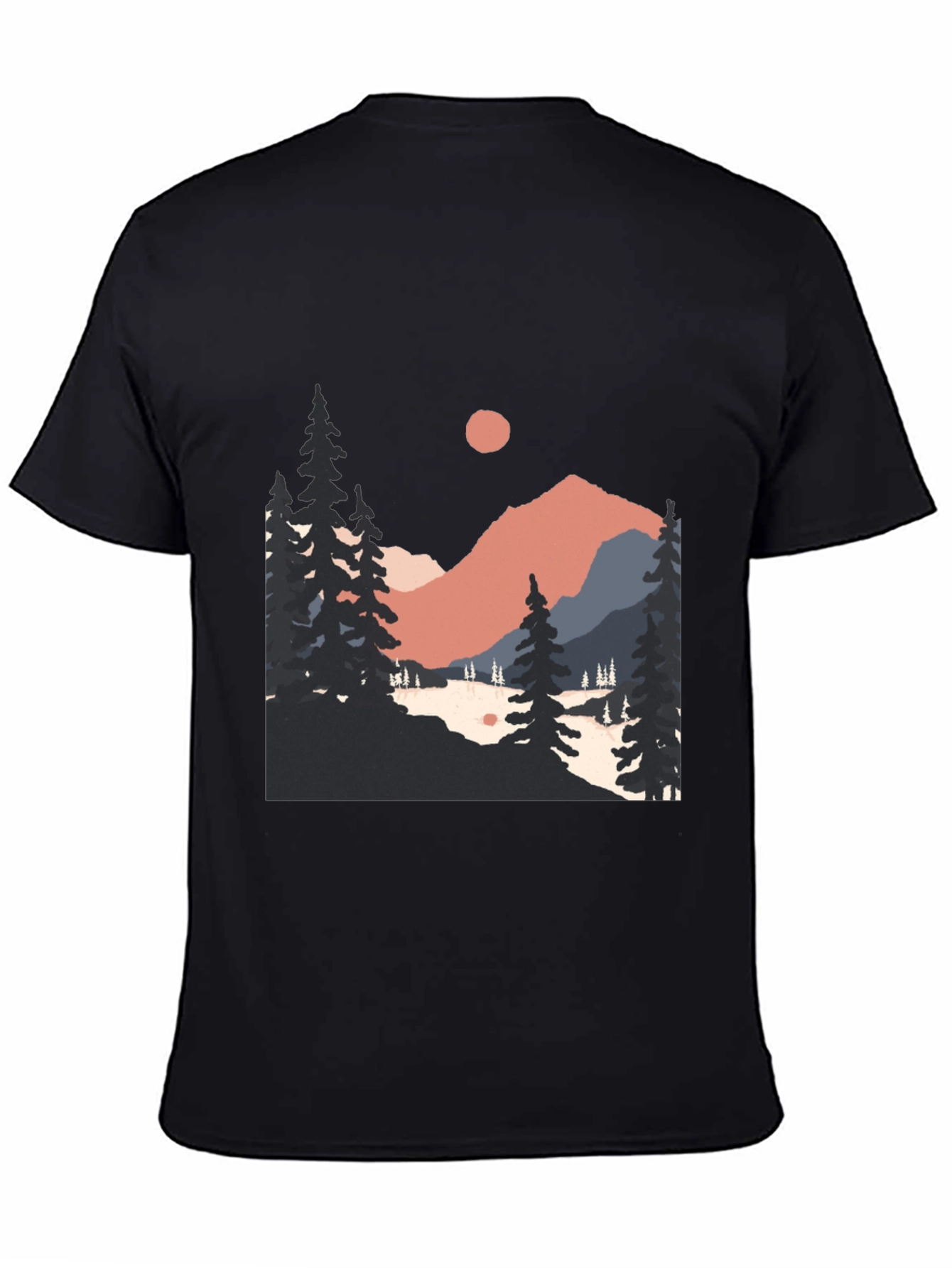 Mountain Scenery Graphic Tee - Black