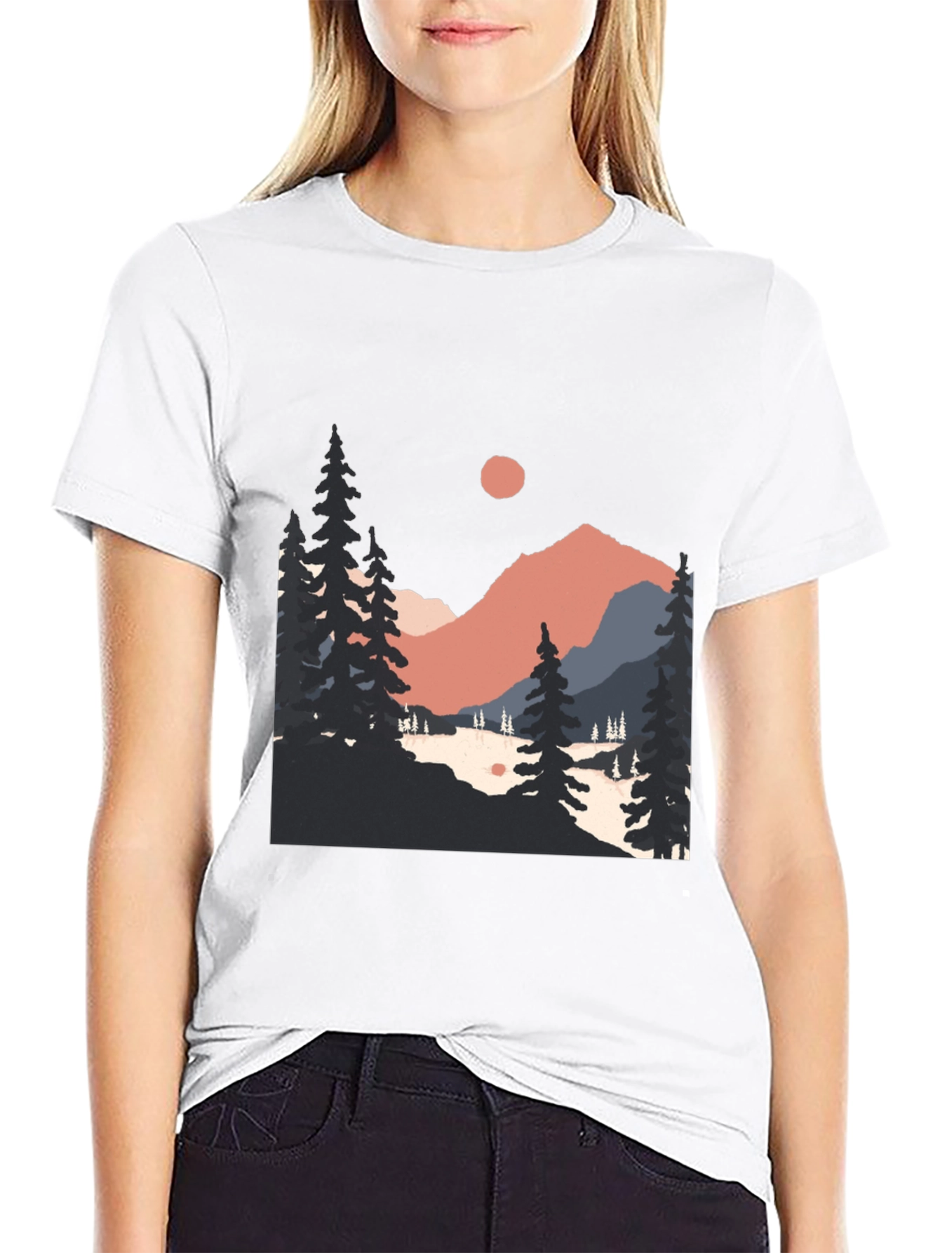 Mountain Scenery Graphic Tee - Black