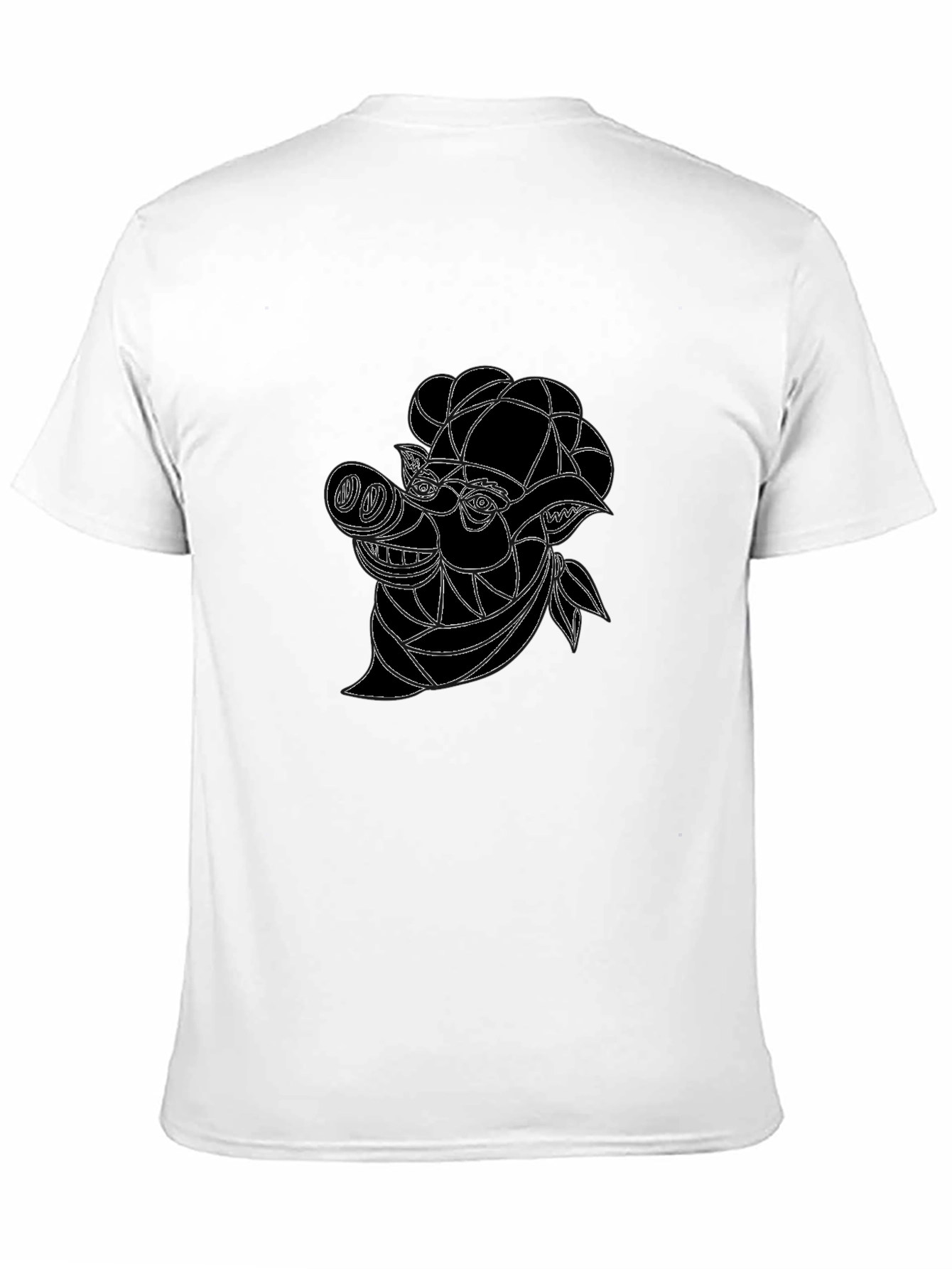 Abstract Pig Graphic Tee - Black Cotton Blend