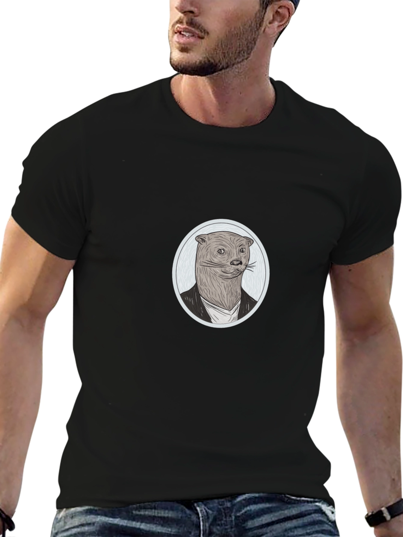 Otter in Suit Graphic Tee - Novelty T-Shirt