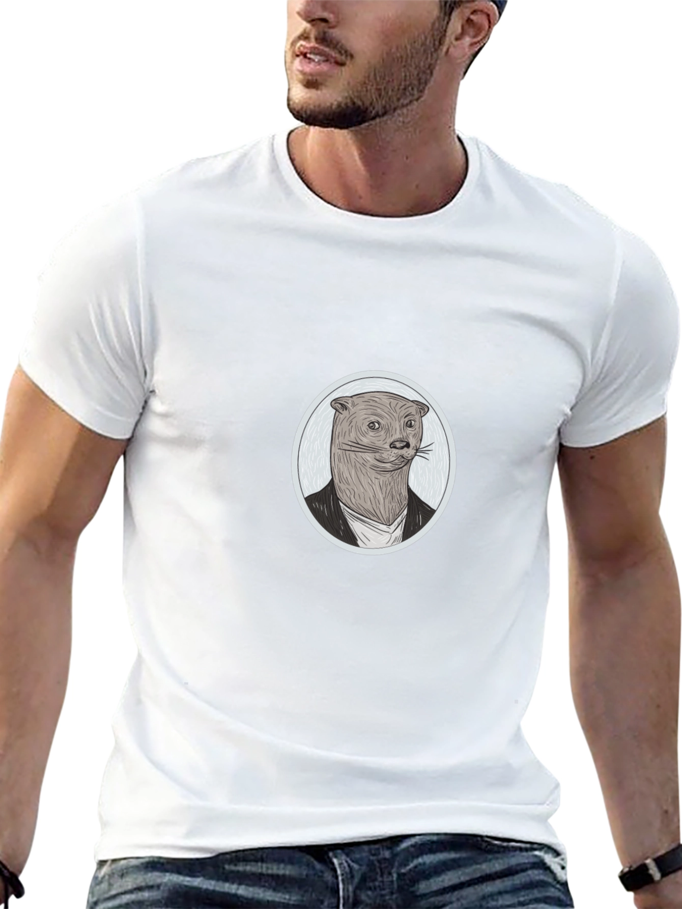 Otter in Suit Graphic Tee - Novelty T-Shirt