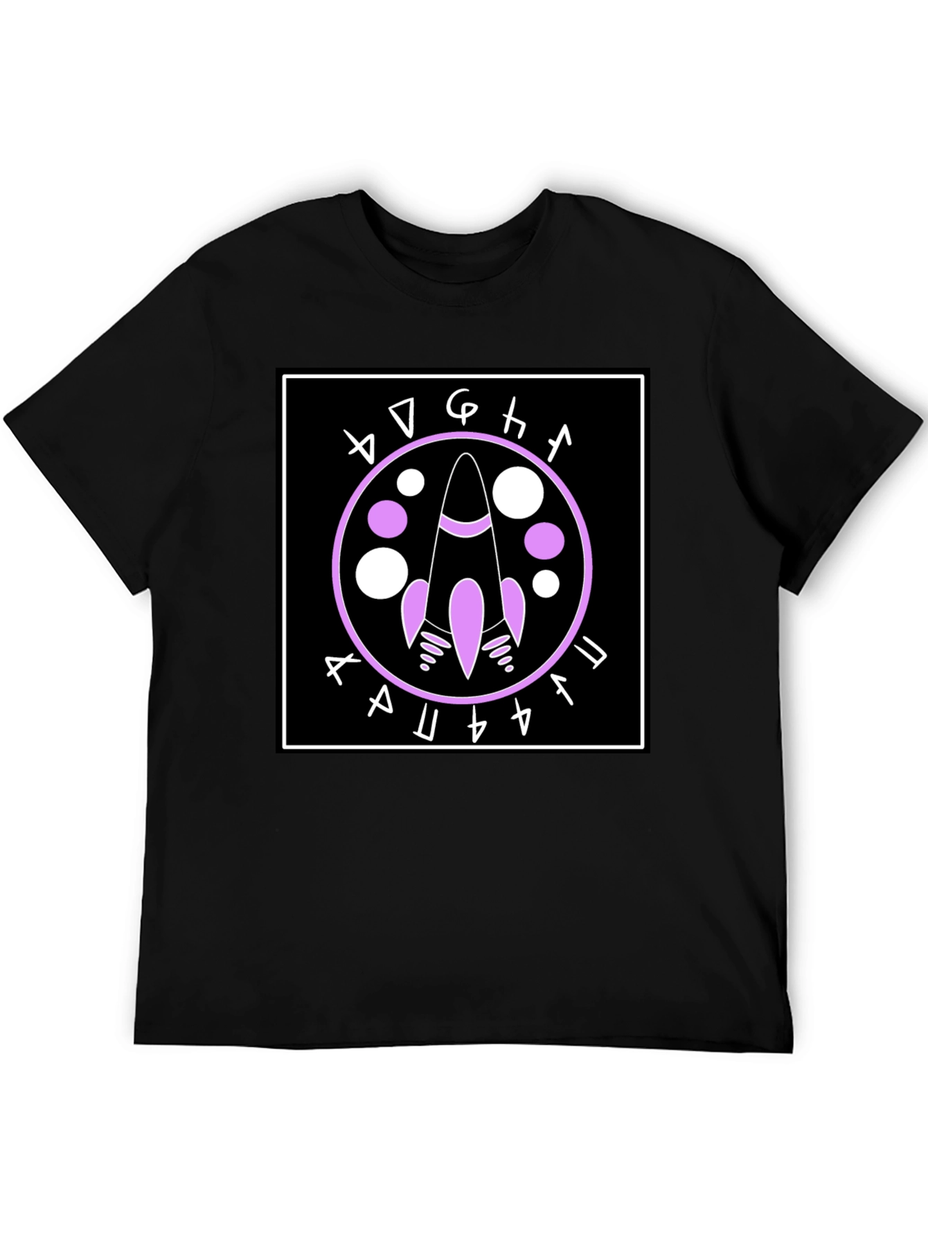 Rocket Symbol Graphic Tee - Black Cotton Casual Shirt