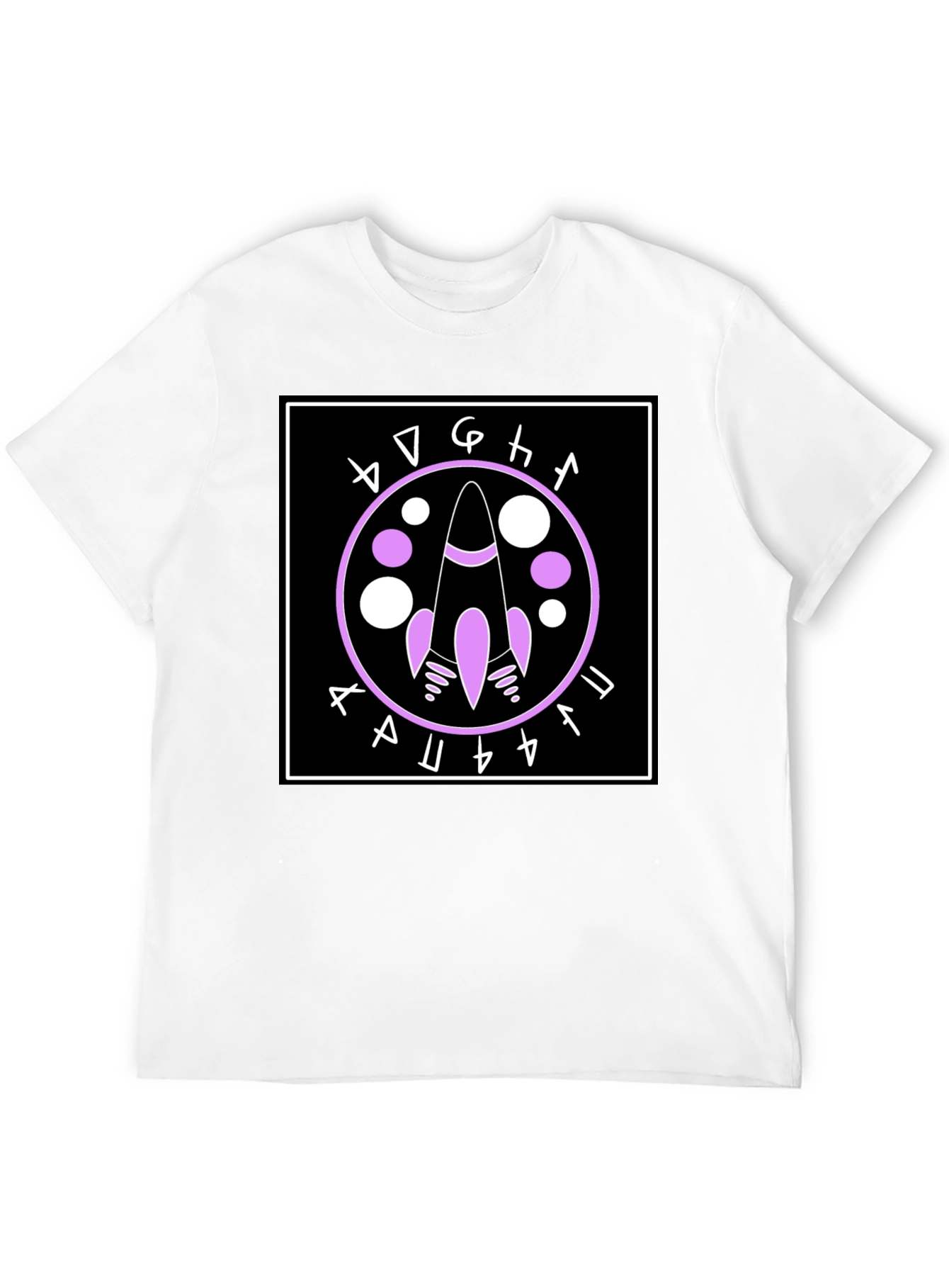 Rocket Symbol Graphic Tee - Black Cotton Casual Shirt