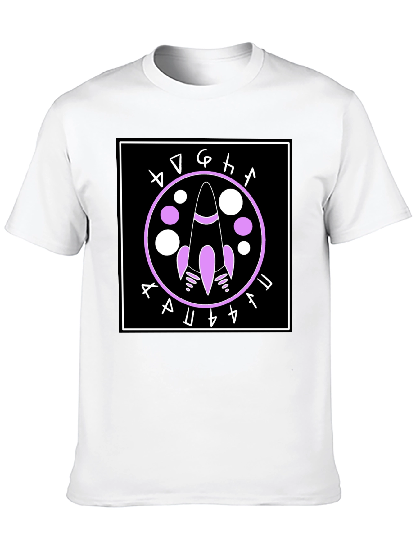 Rocket Symbol Graphic Tee - Black Cotton Casual Shirt