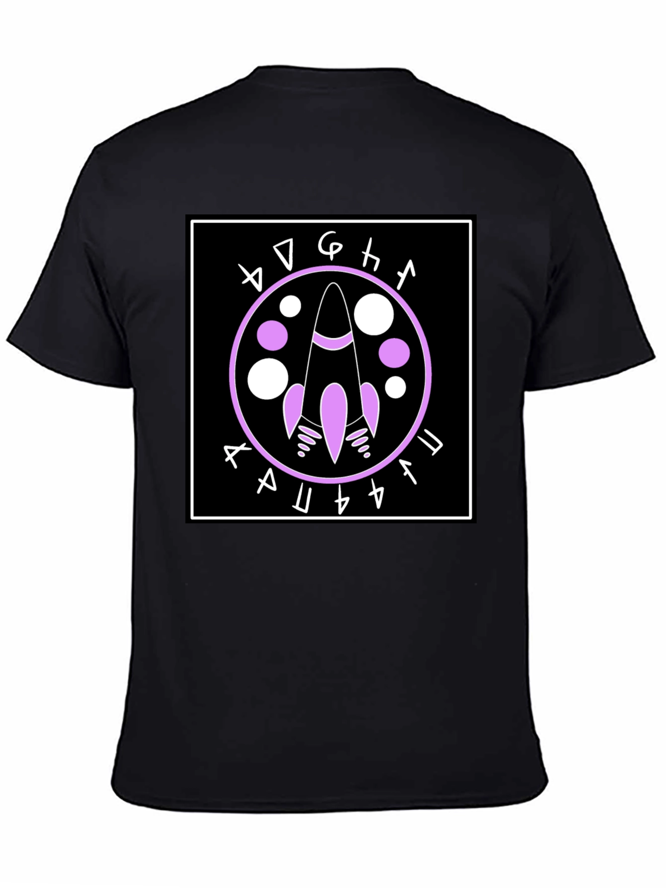 Rocket Symbol Graphic Tee - Black Cotton Casual Shirt