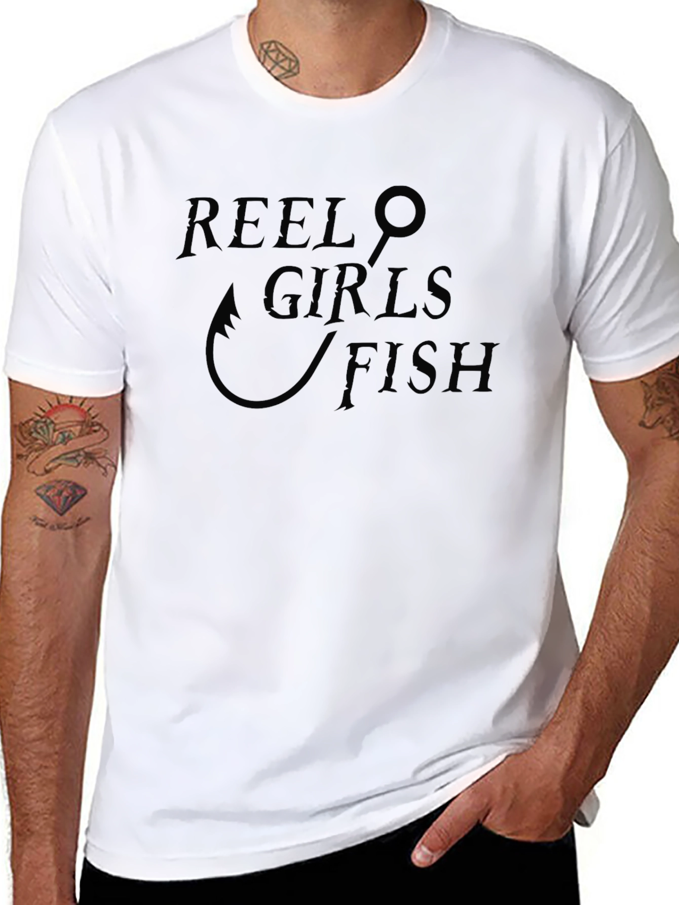 Reel Girls Fish T-Shirt - Black Cotton Tee