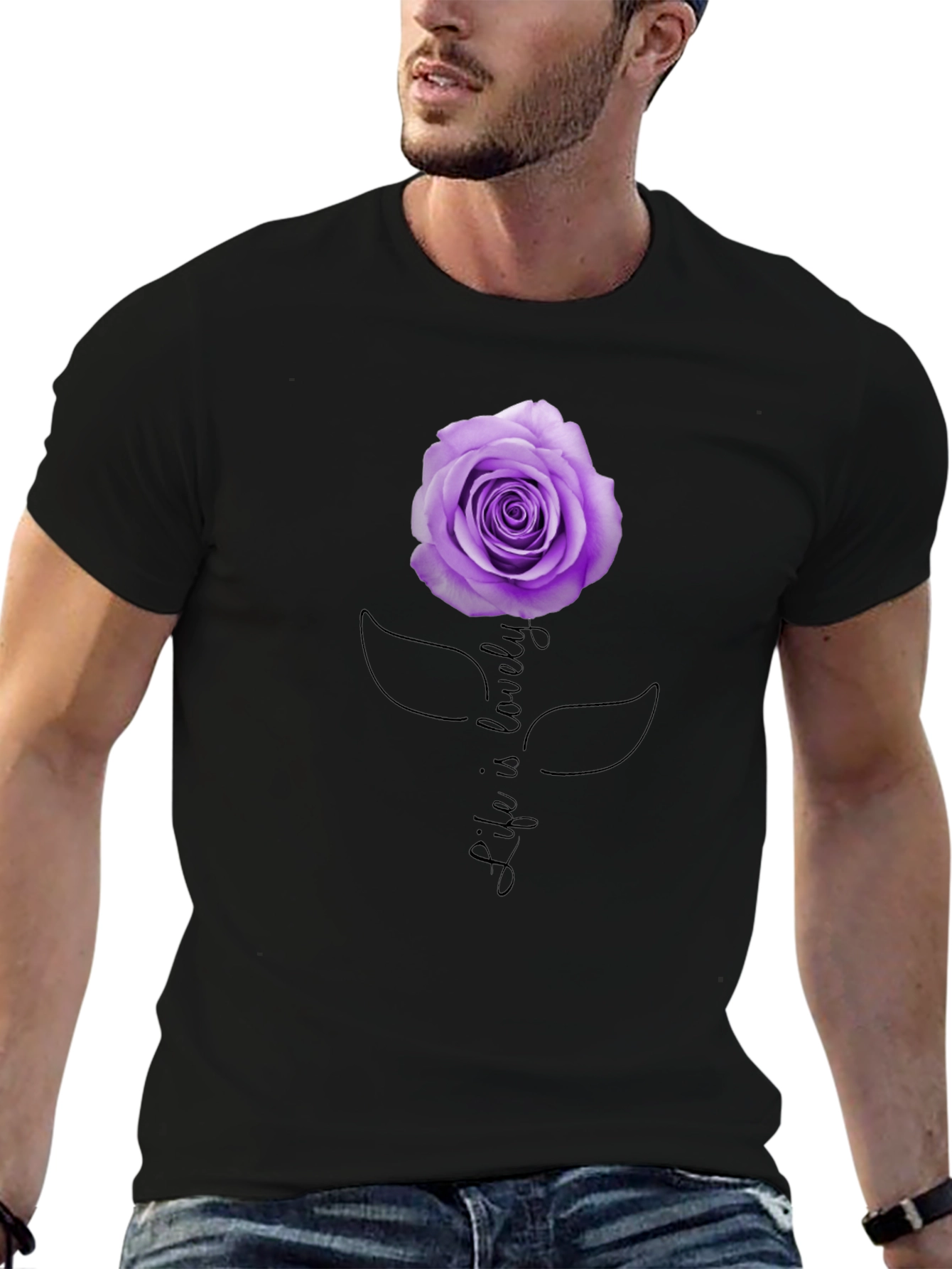 Life is Lovely Rose Graphic Tee - Black