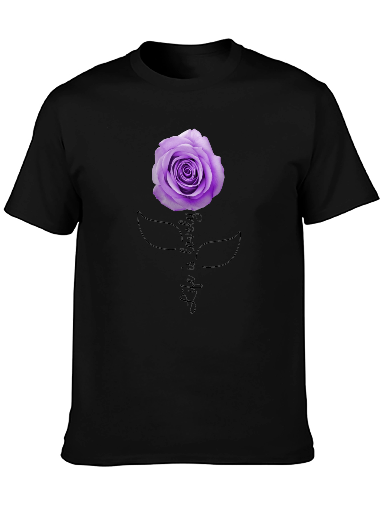 Life is Lovely Rose Graphic Tee - Black