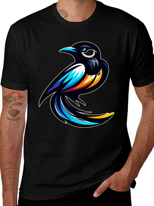 Stylish Black T-Shirt with Bird Graphic