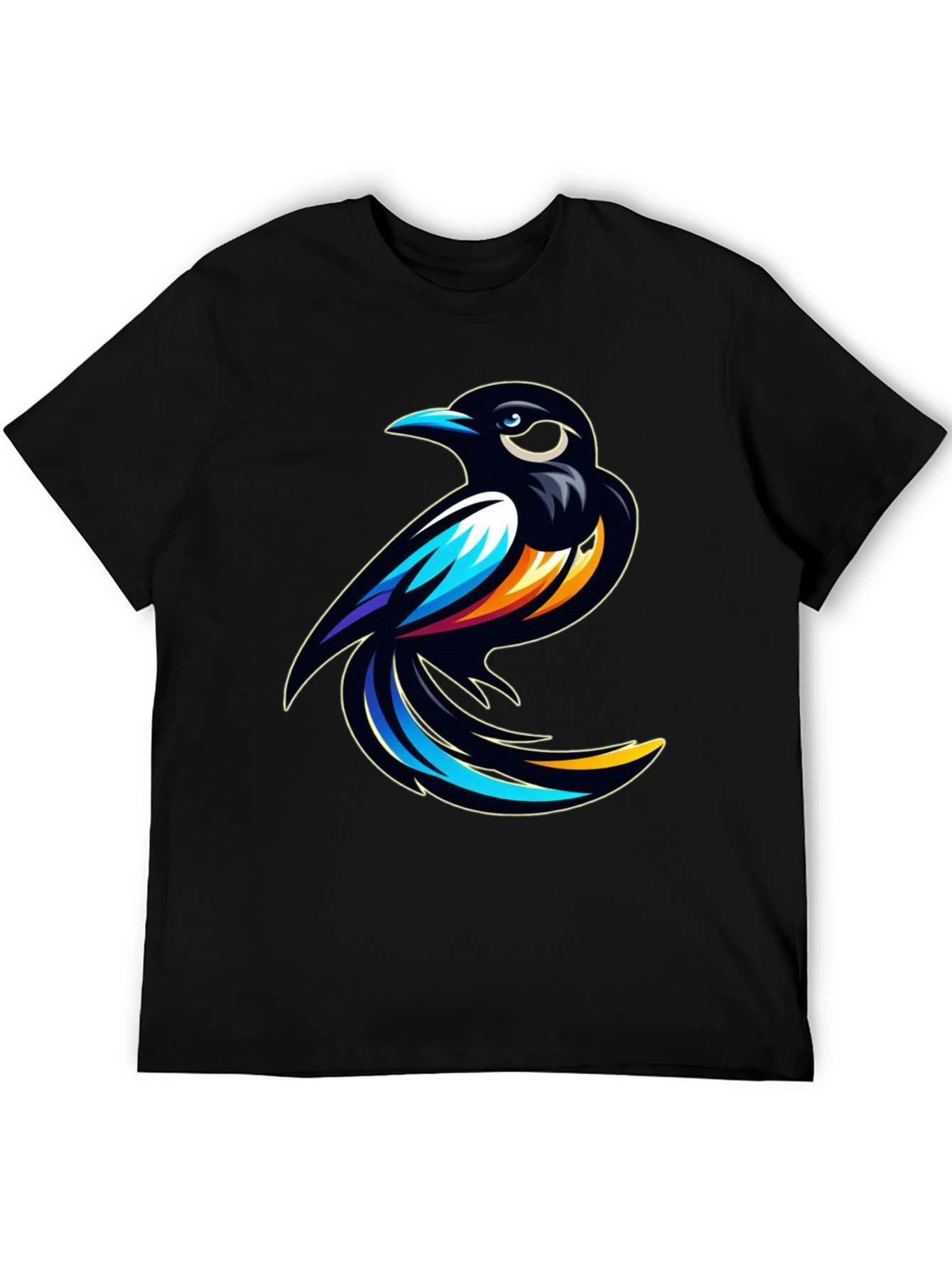 Stylish Black T-Shirt with Bird Graphic