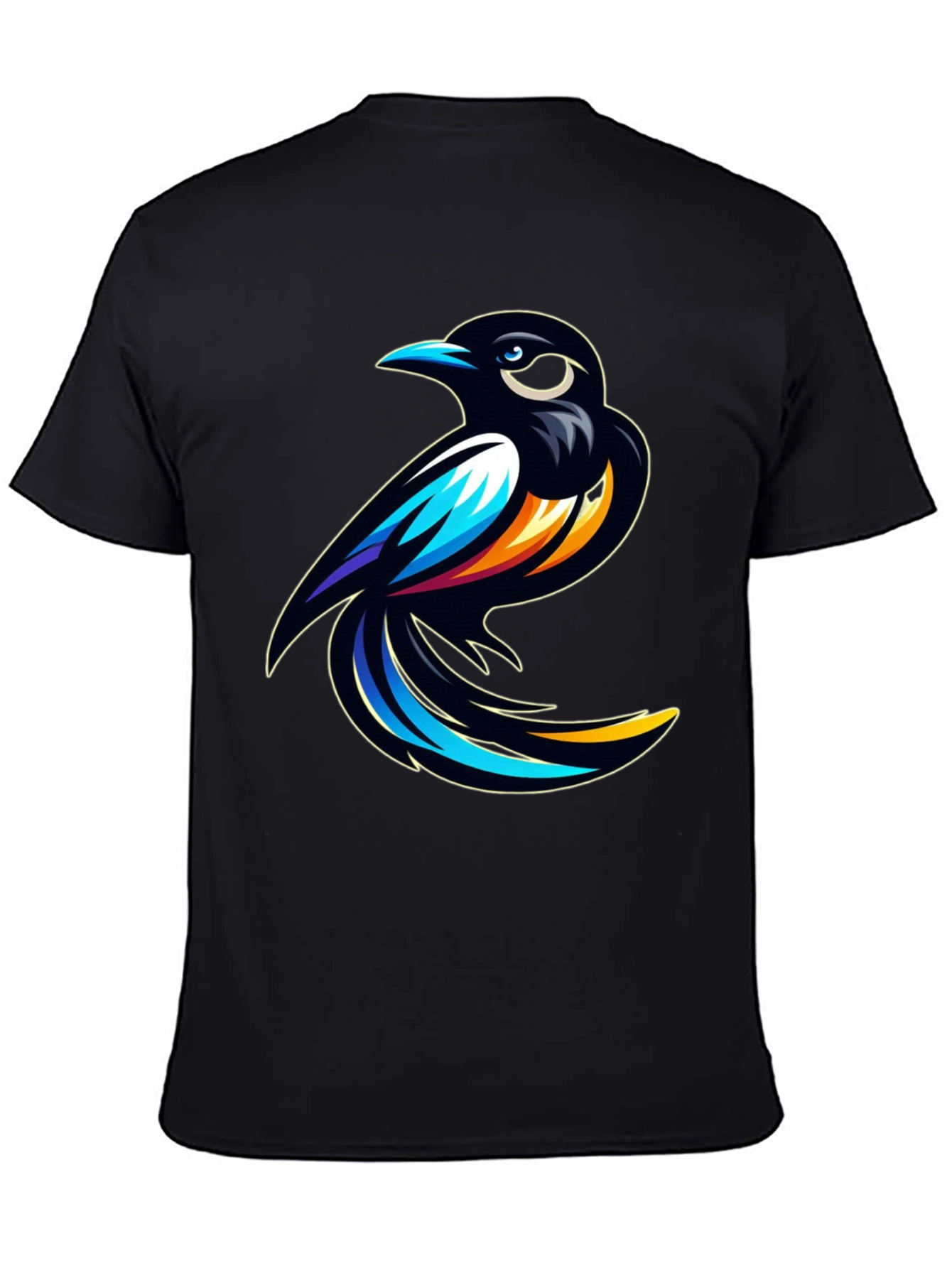 Stylish Black T-Shirt with Bird Graphic