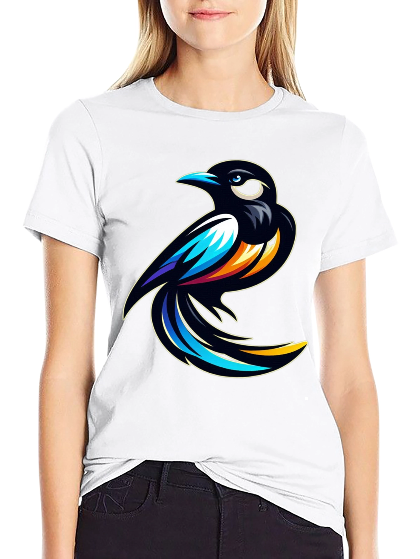 Stylish Black T-Shirt with Bird Graphic