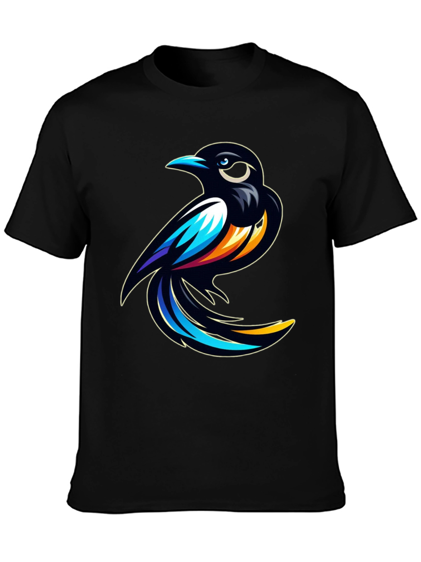 Stylish Black T-Shirt with Bird Graphic