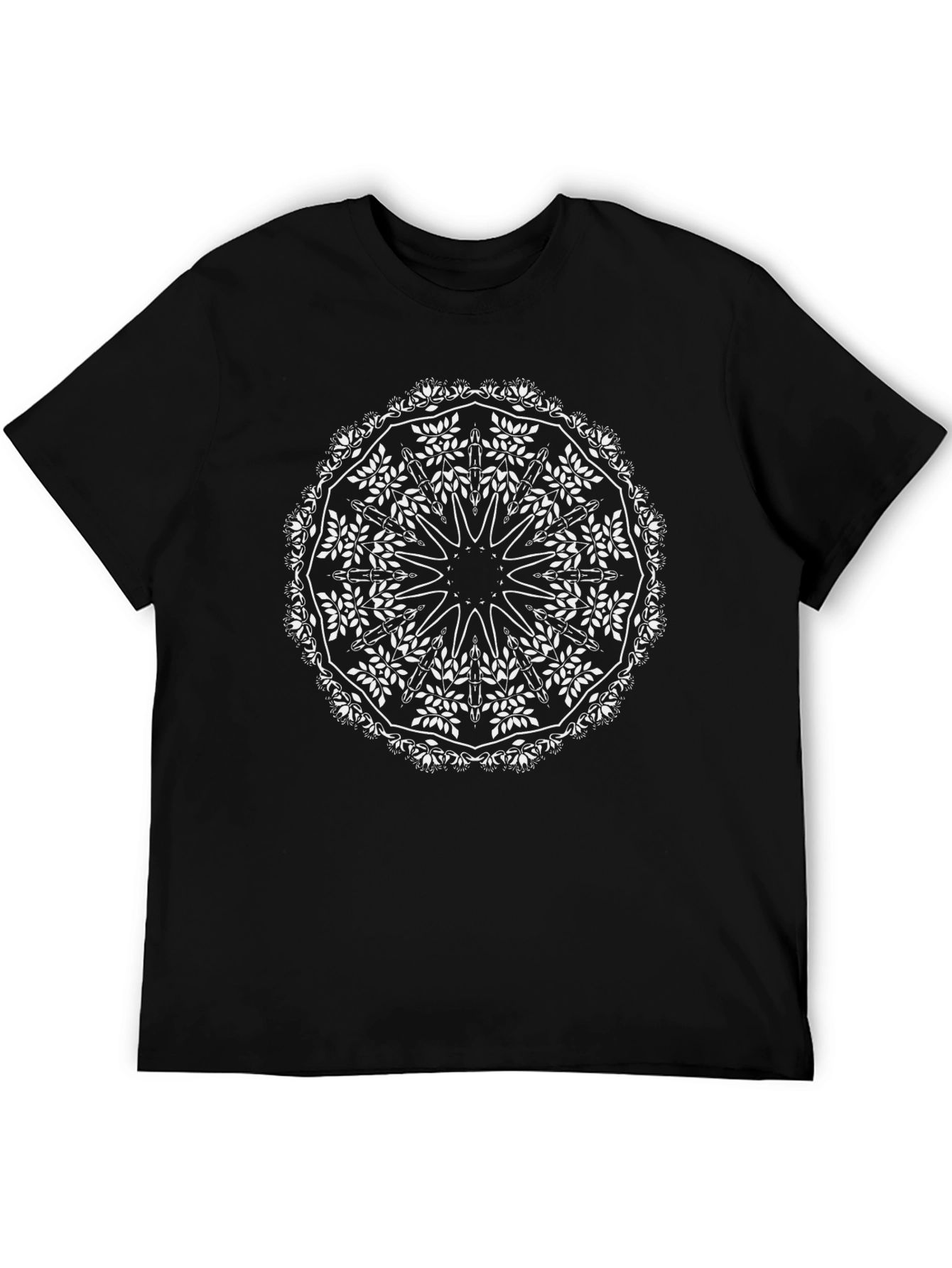 Black Tee with White Mandala Graphic