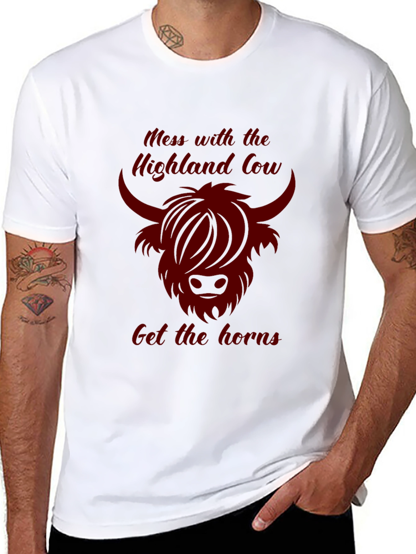 Highland Cow Graphic Tee - Dark Humor T-Shirt