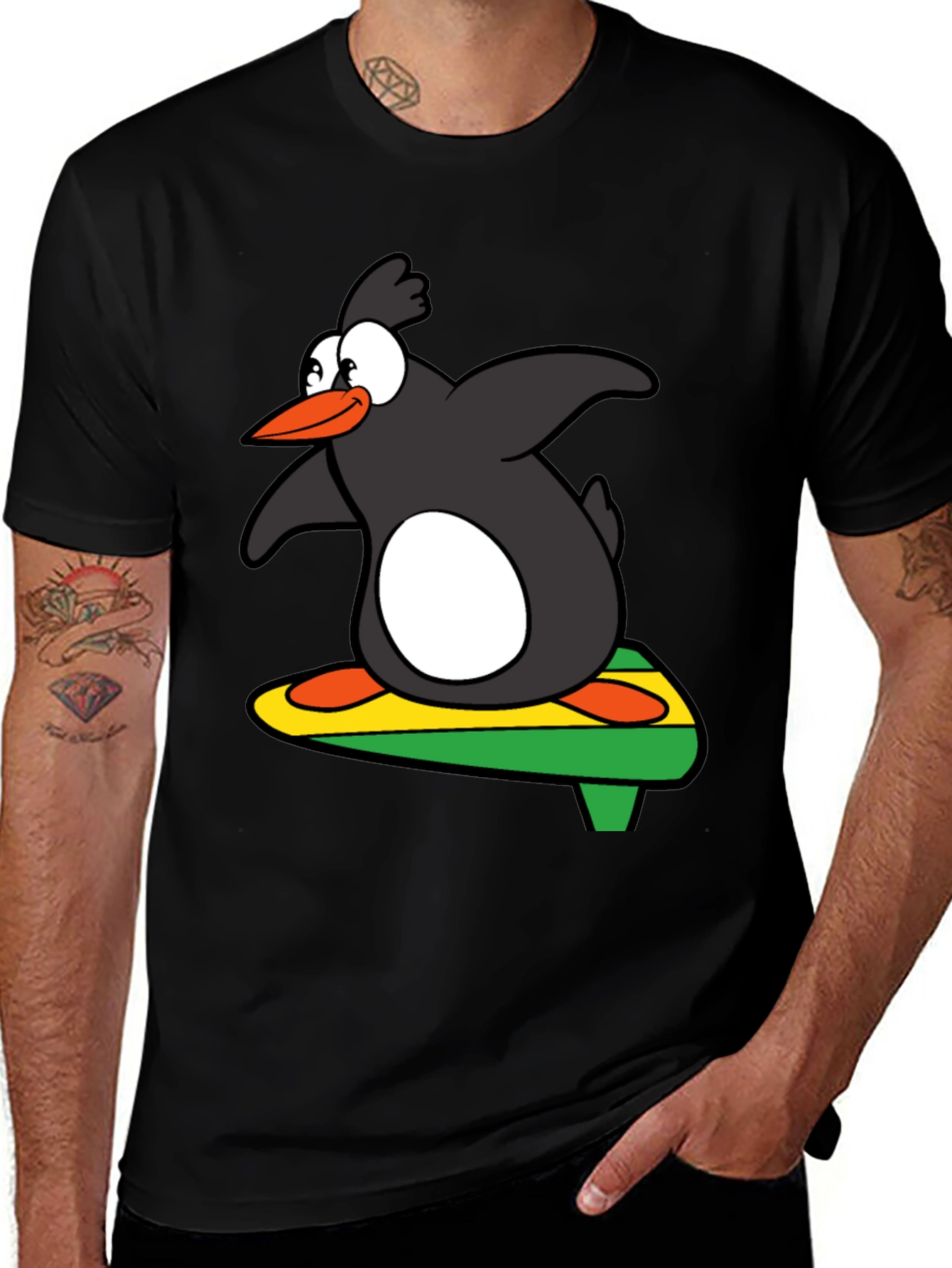 Surfing Penguin Graphic Tee - Cool & Fun Design