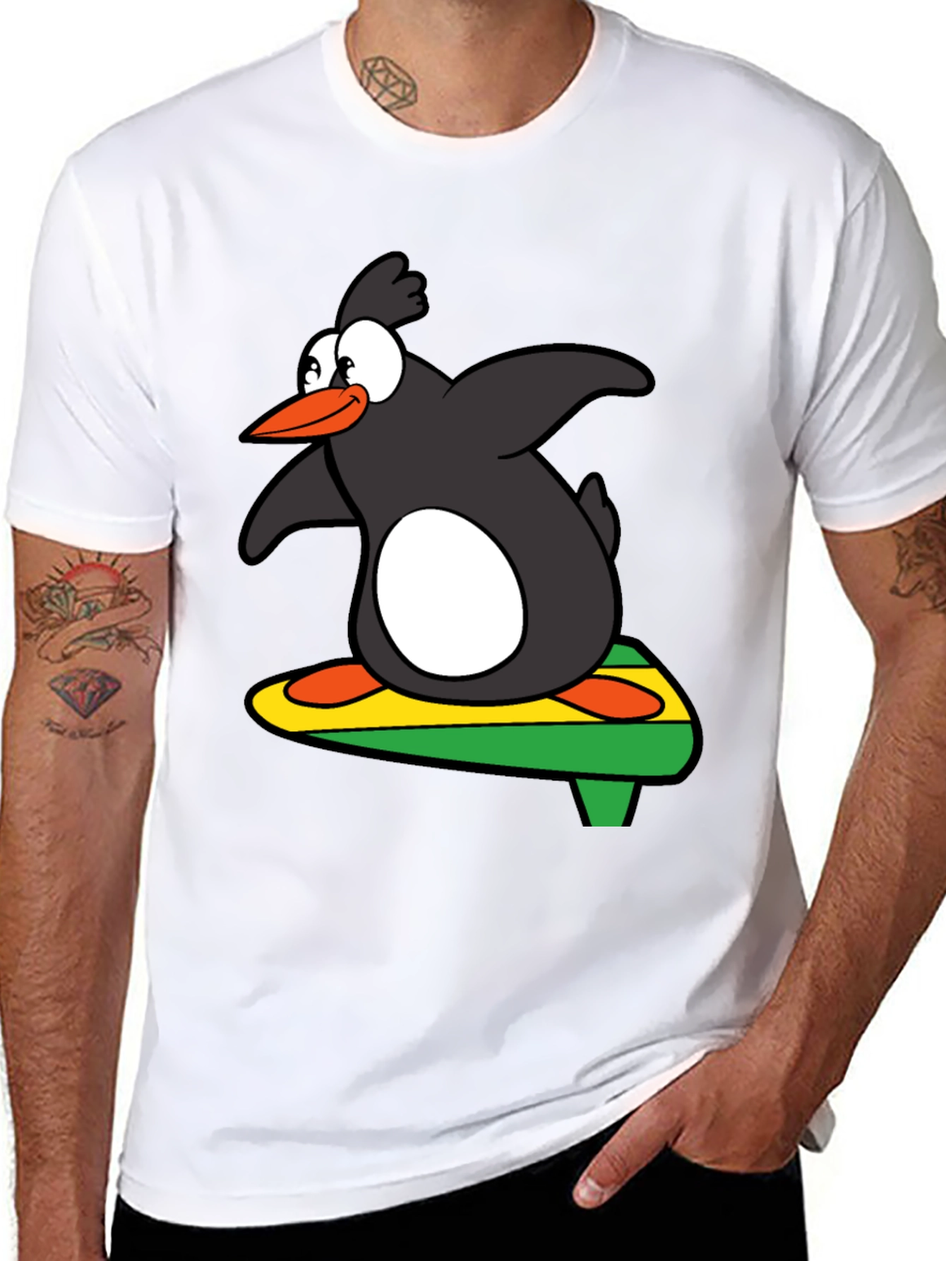 Surfing Penguin Graphic Tee - Cool & Fun Design