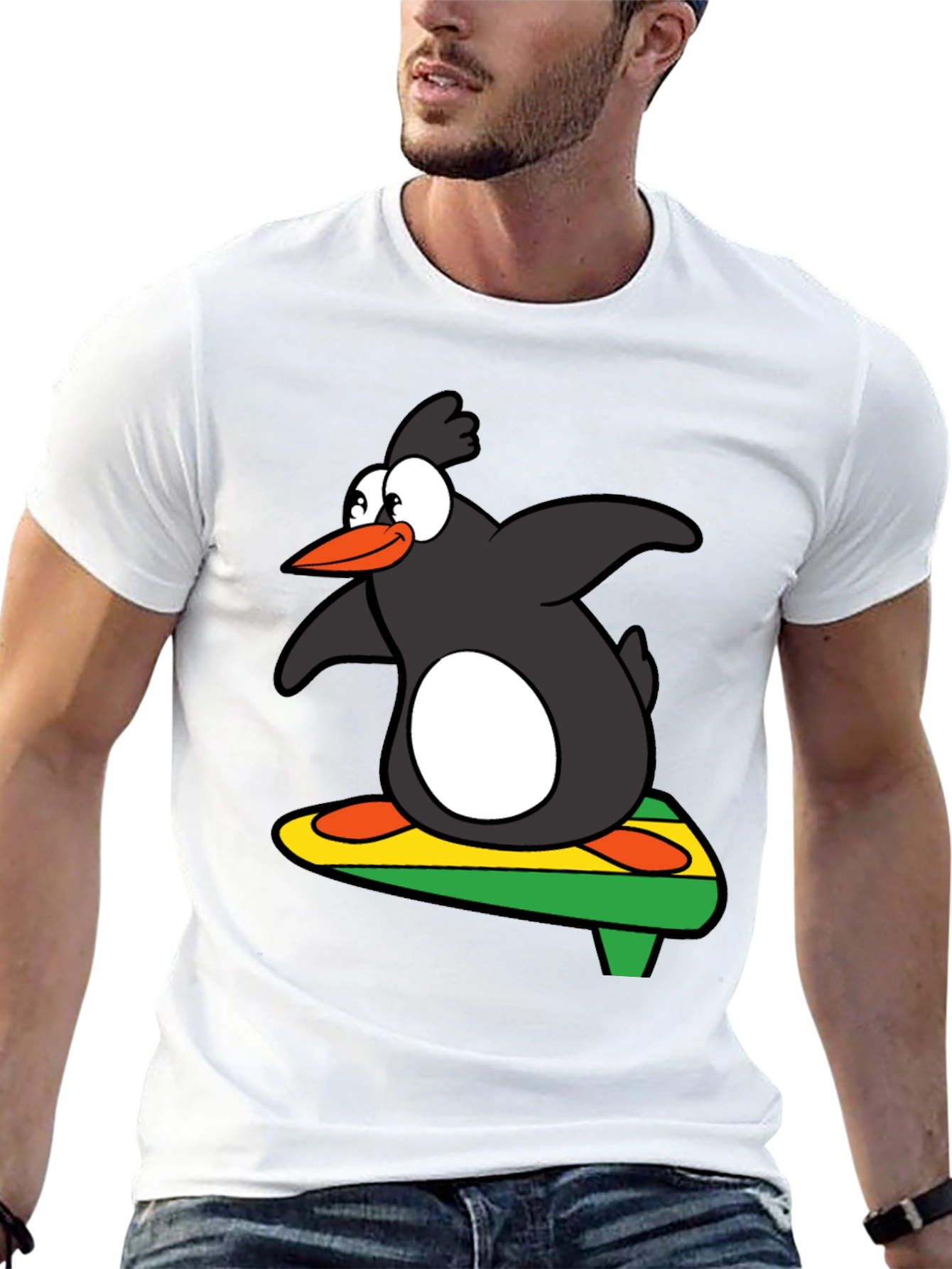 Surfing Penguin Graphic Tee - Cool & Fun Design