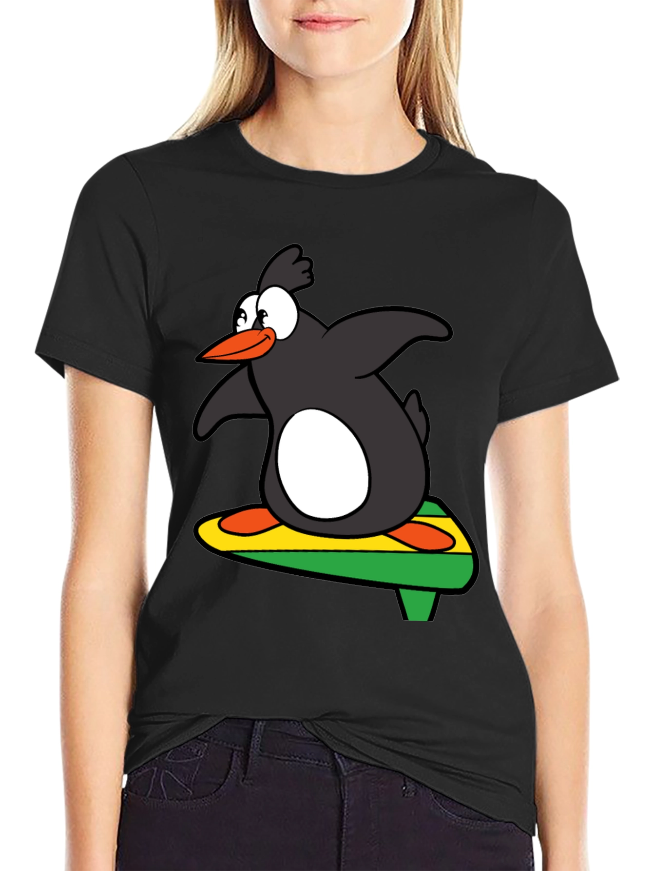 Surfing Penguin Graphic Tee - Cool & Fun Design