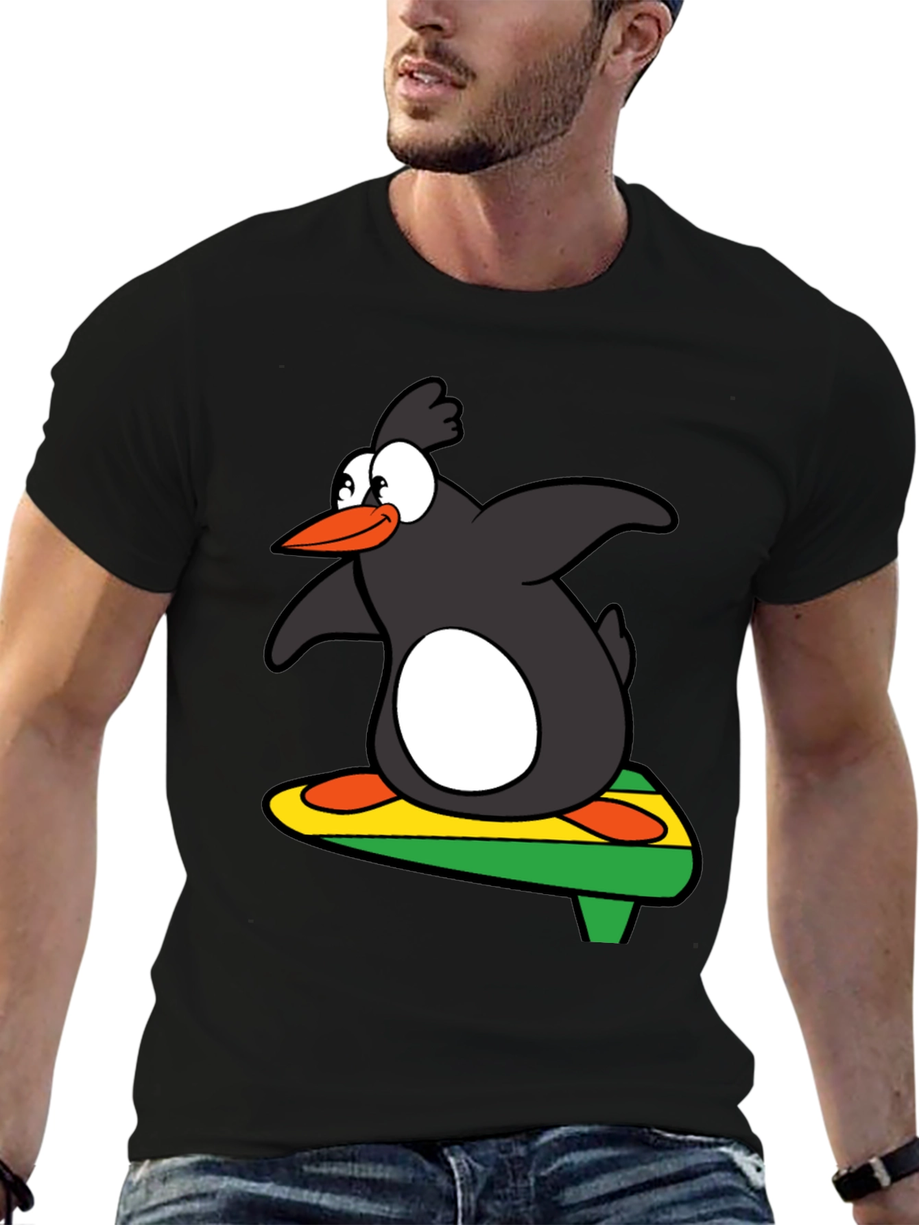 Surfing Penguin Graphic Tee - Cool & Fun Design