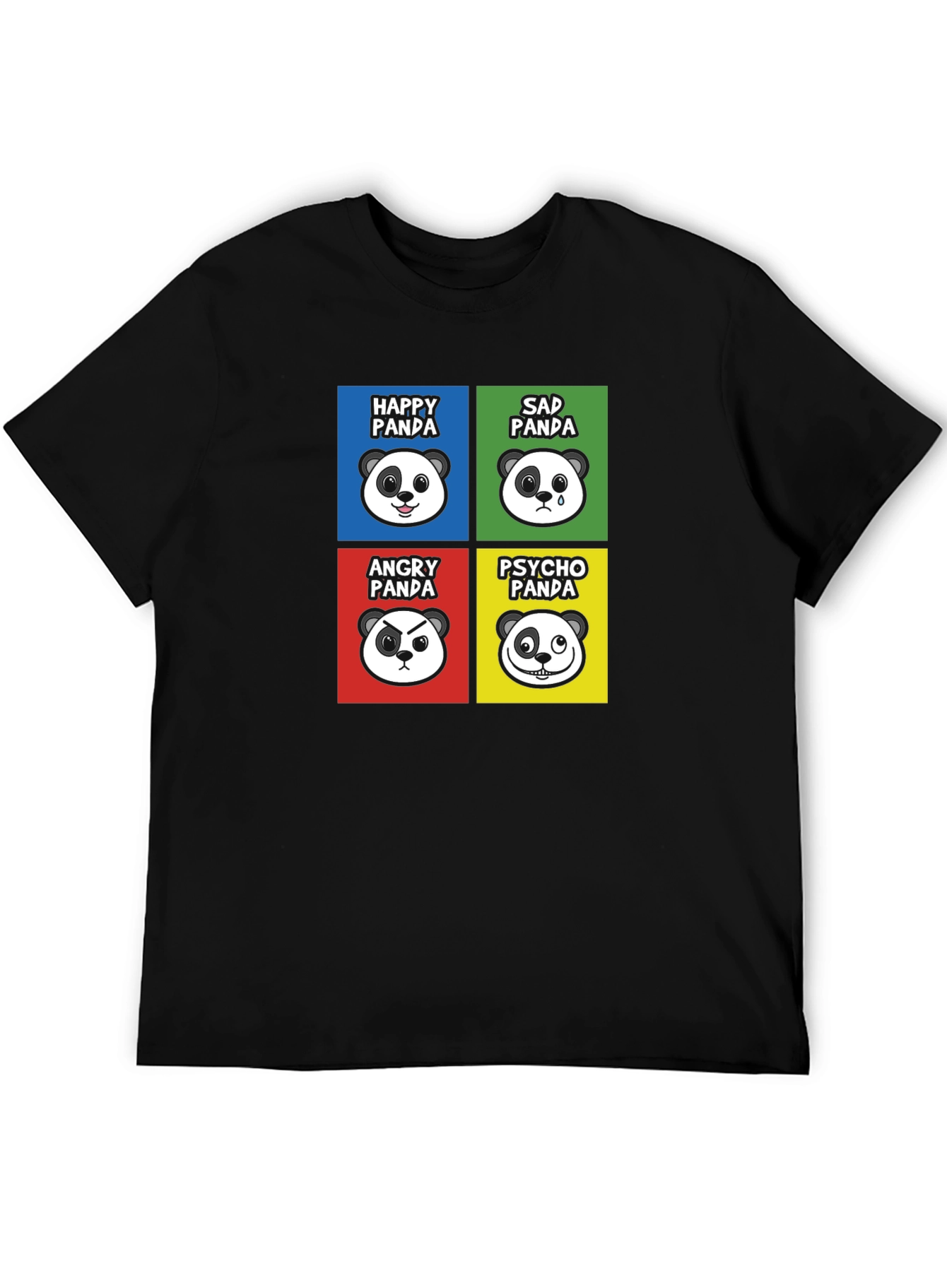 Emotional Panda Graphic Tee - Black Cotton Blend T-Shirt
