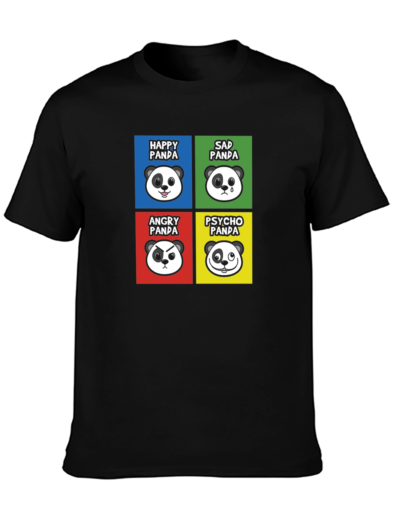 Emotional Panda Graphic Tee - Black Cotton Blend T-Shirt