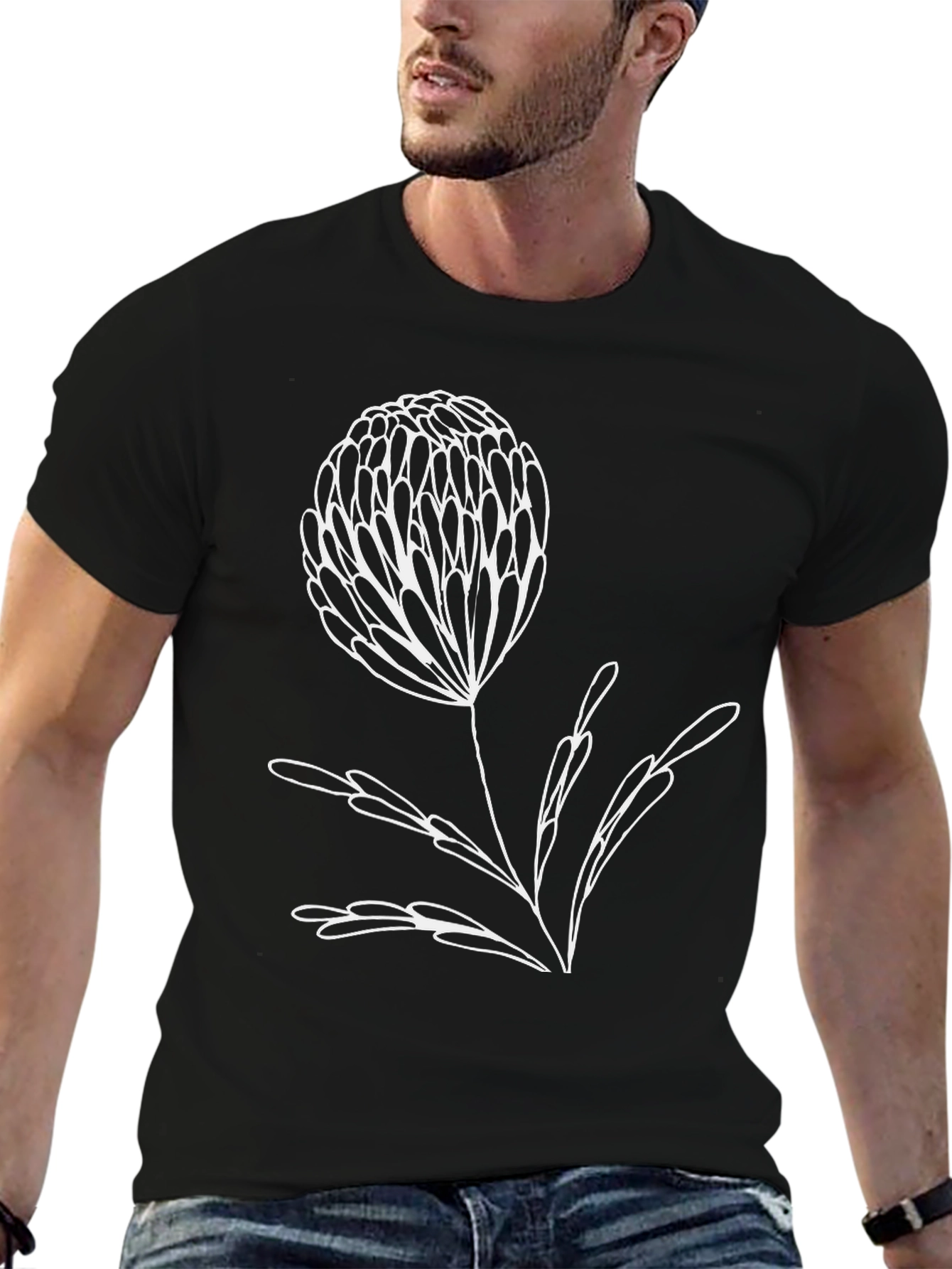Modern Floral Graphic Tee - Black