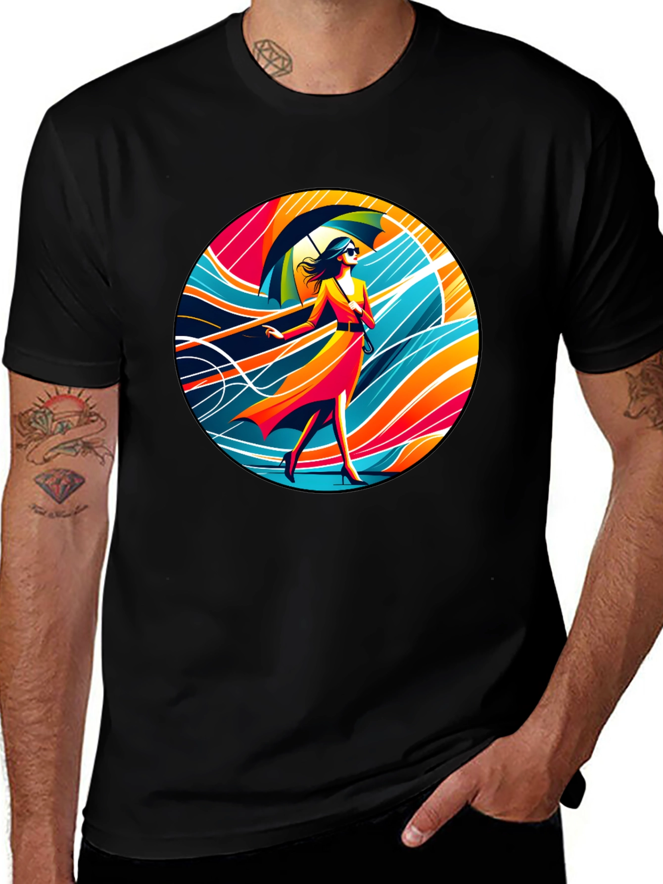 Stylish Woman Umbrella T-Shirt