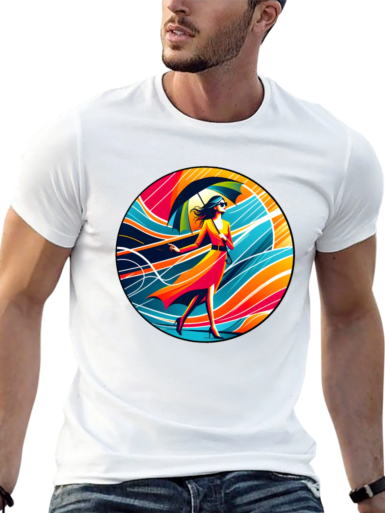 Stylish Woman Umbrella T-Shirt