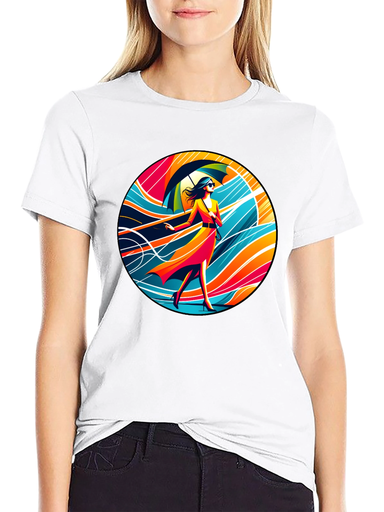 Stylish Woman Umbrella T-Shirt