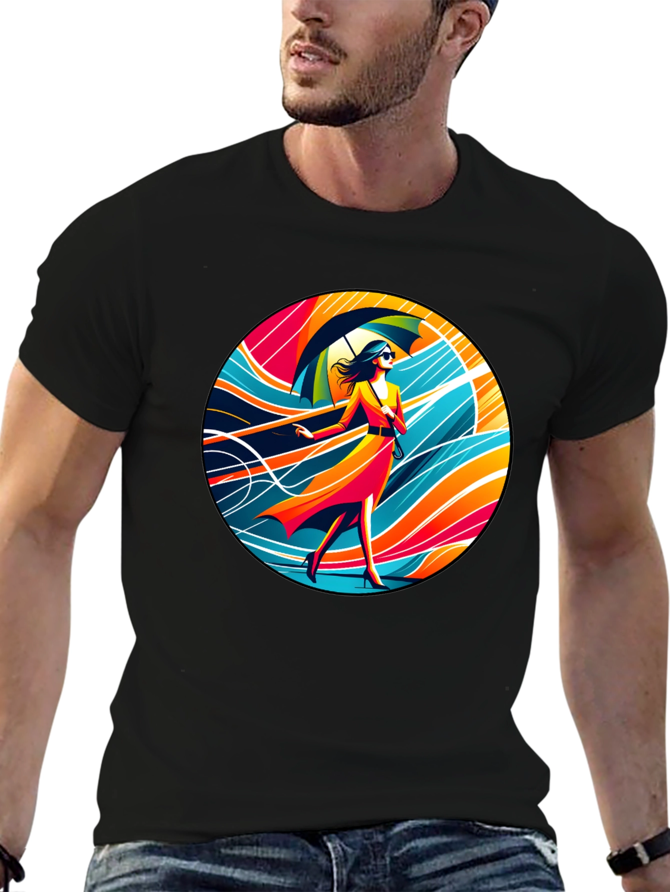 Stylish Woman Umbrella T-Shirt
