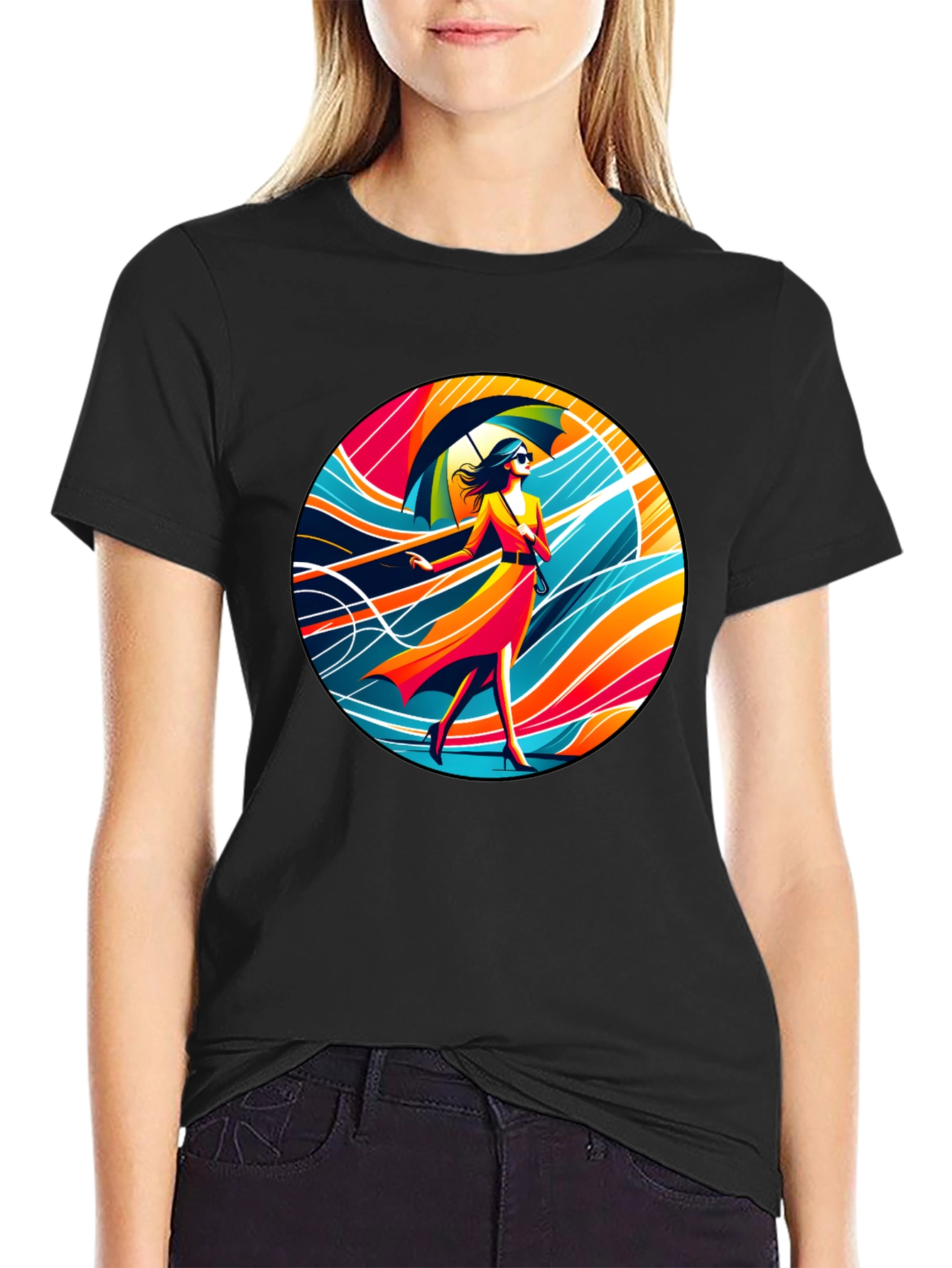 Stylish Woman Umbrella T-Shirt