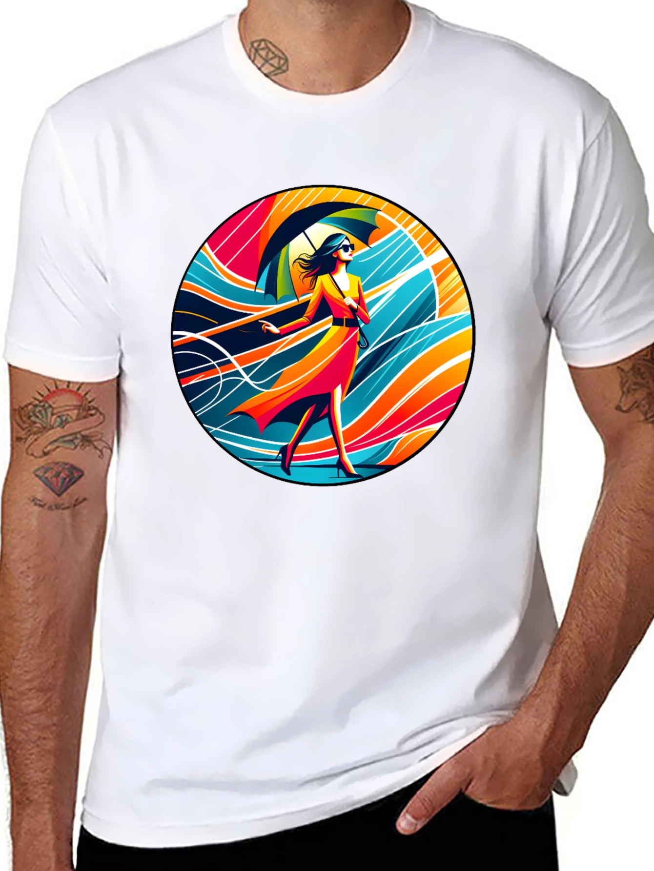 Stylish Woman Umbrella T-Shirt