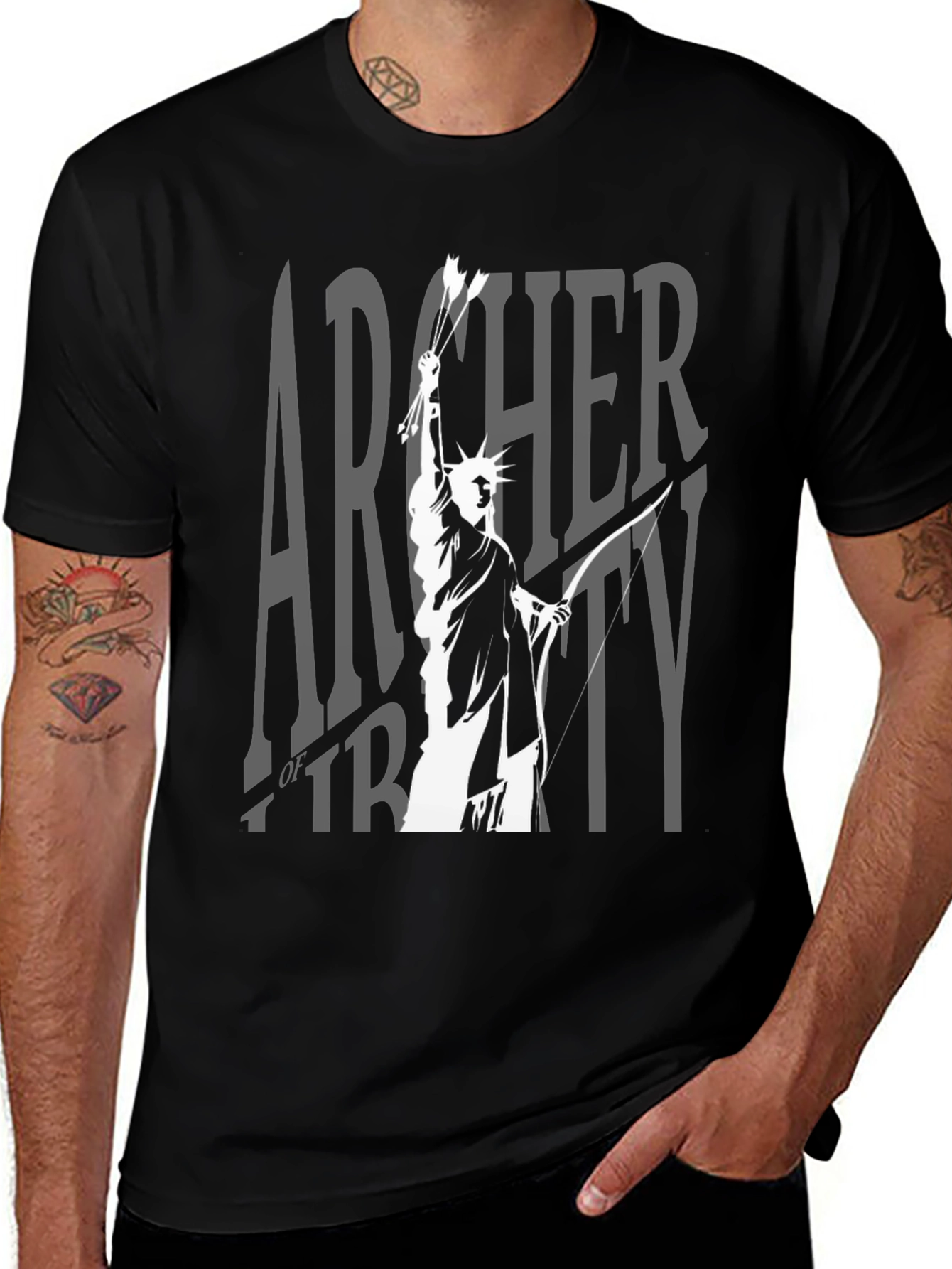 Archer of Liberty Graphic T-Shirt - Black Cotton Tee