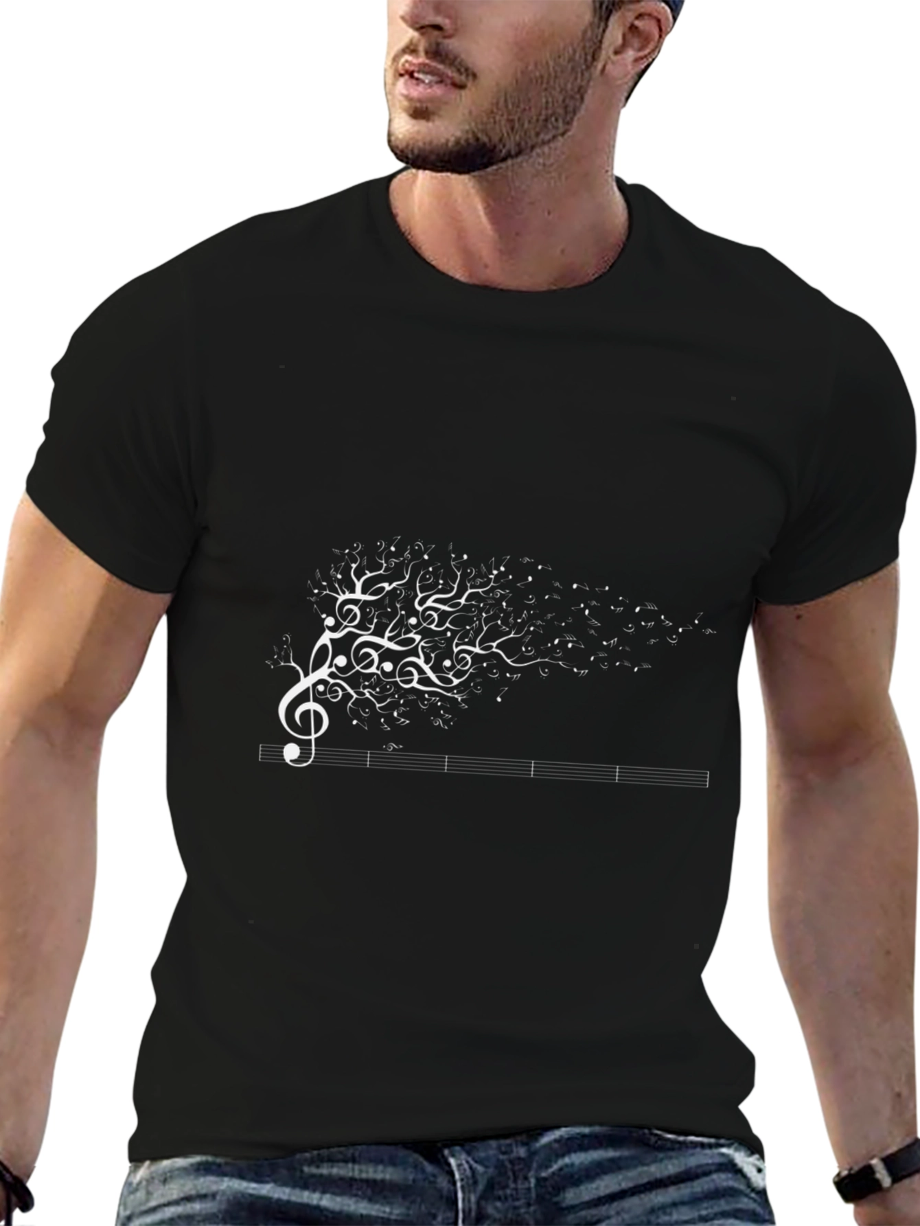 Music Tree Graphic Tee - Black Cotton T-Shirt