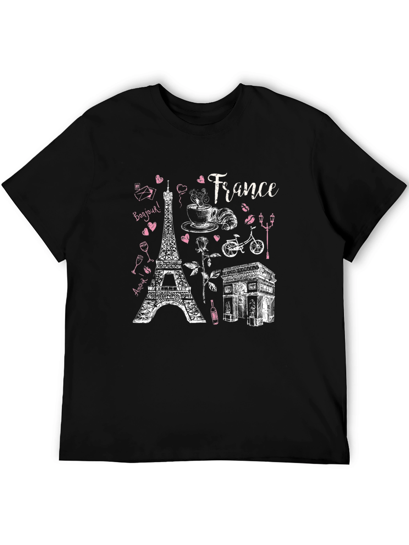 France Landmarks Graphic Tee - Black