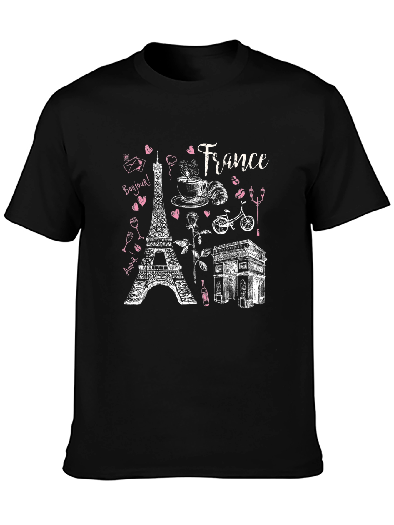 France Landmarks Graphic Tee - Black