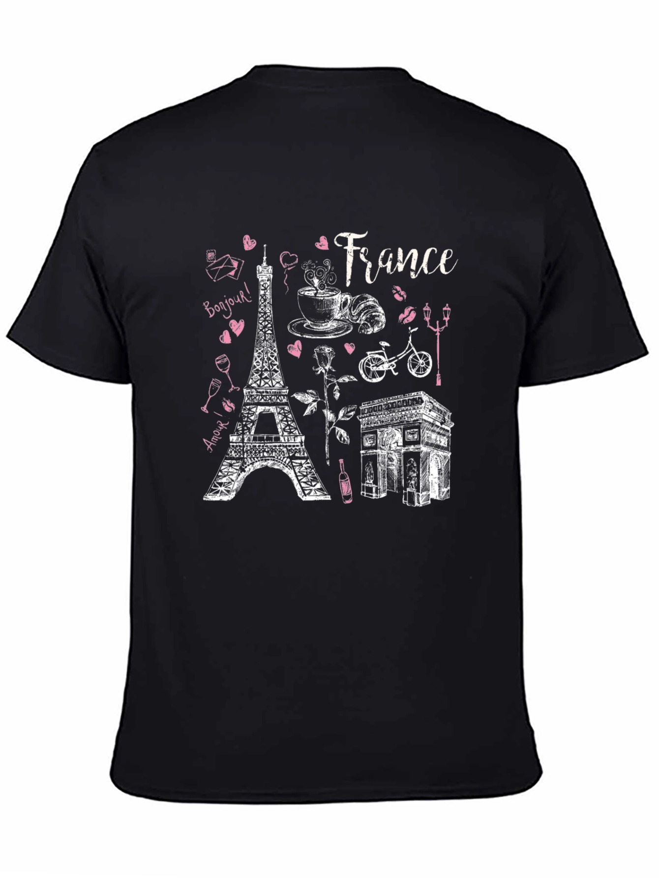 France Landmarks Graphic Tee - Black