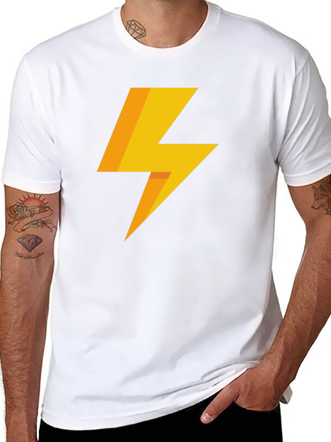 Lightning Bolt Graphic Tee - Black Cotton T-Shirt