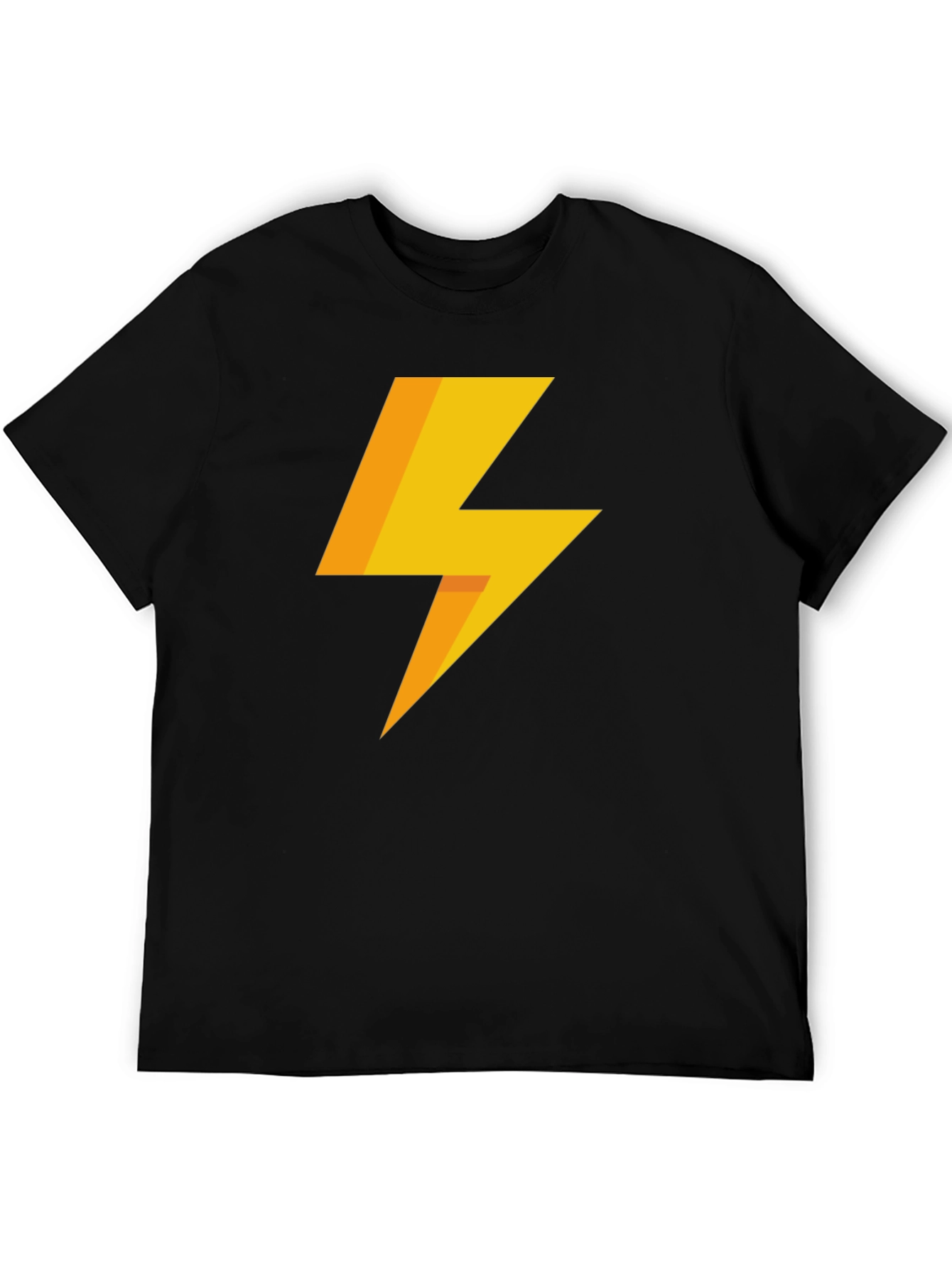 Lightning Bolt Graphic Tee - Black Cotton T-Shirt
